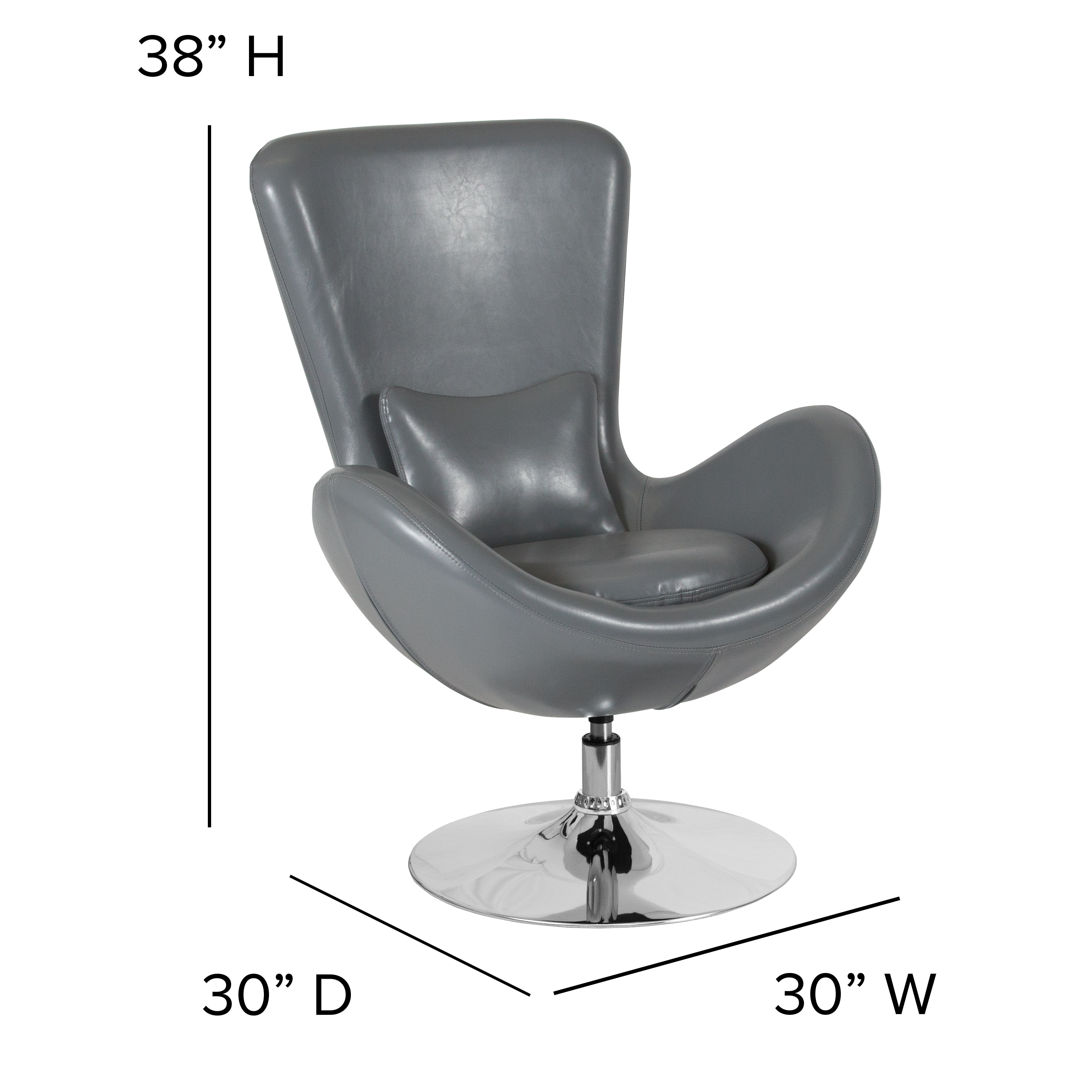 High Back Gray LeatherSoft Swivel Reception Chair with Metal Base