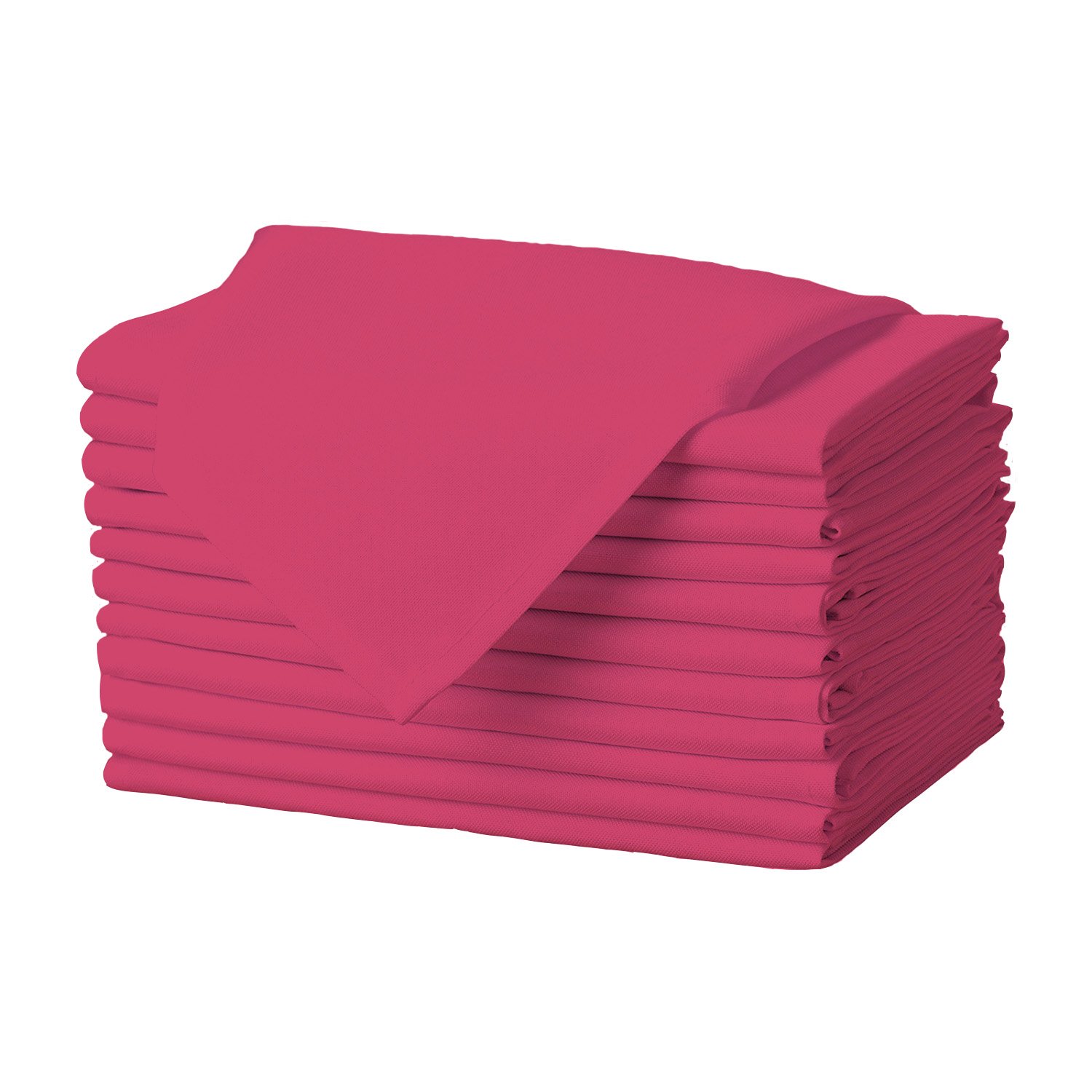 Gee Di Moda  Cloth Napkin - 17 x 17 Inch Fuchsia Dinner Napkins - Set of 12 - Soft and Absorbent Washable Fabric Cloth Table Napkins with Hemmed Edges