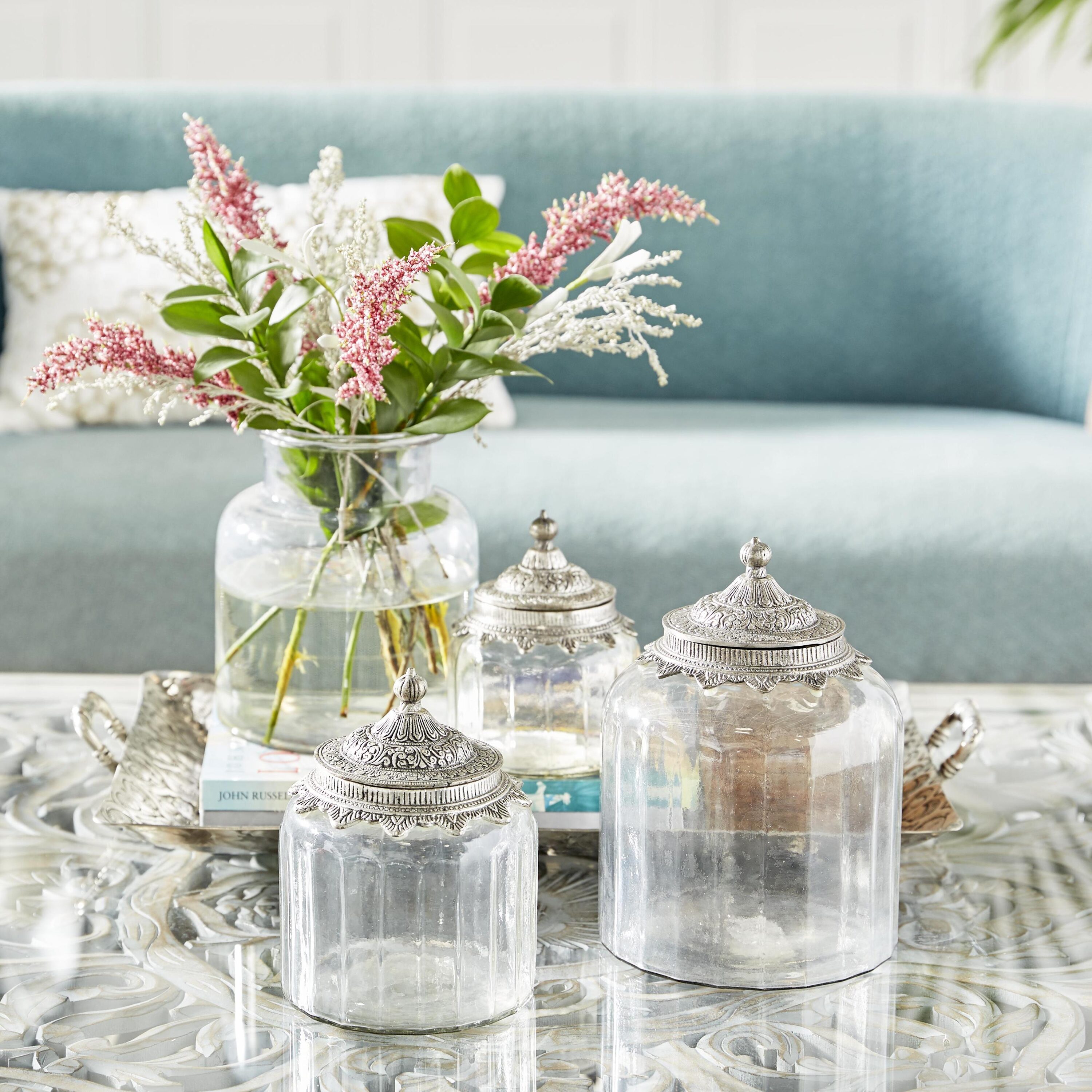 Grayson Lane 24714 3 -Pack Clear Glass Oriental Decorative jar