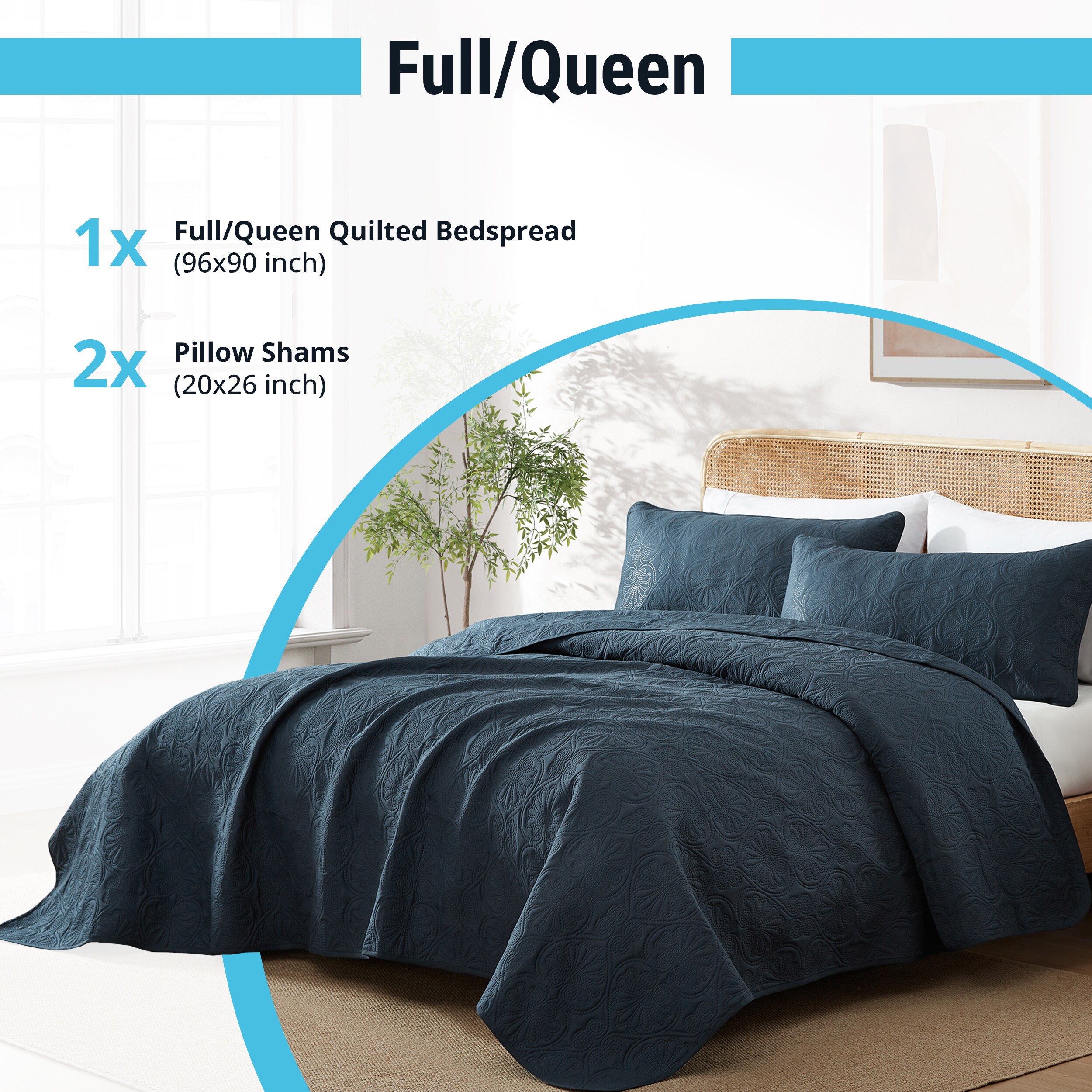 HLC.me BNJI-FQ-NAVY Comforters-And-Bedspreads - View #3