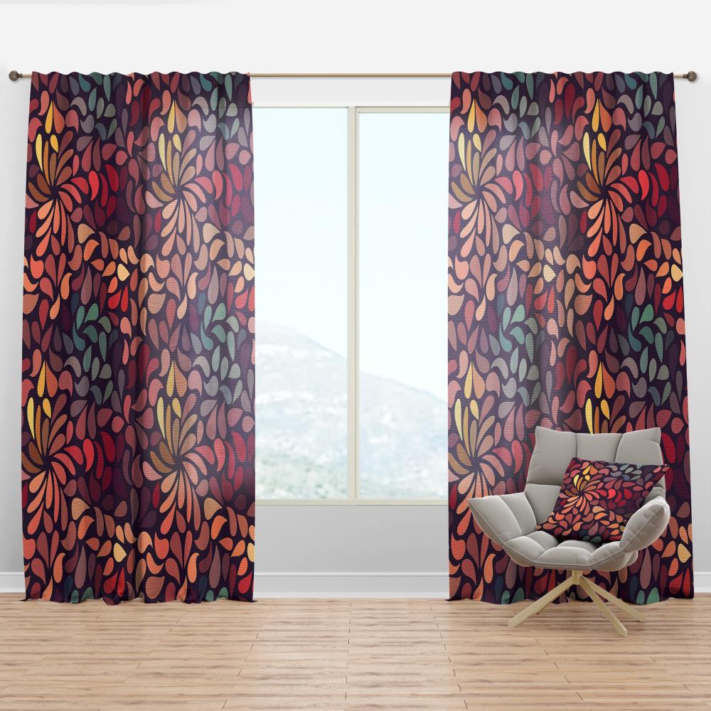 Designart CTN18812-52-84 84-Inches Red Floral Room darkening Thermal lined Rod pocket Single curtain panel