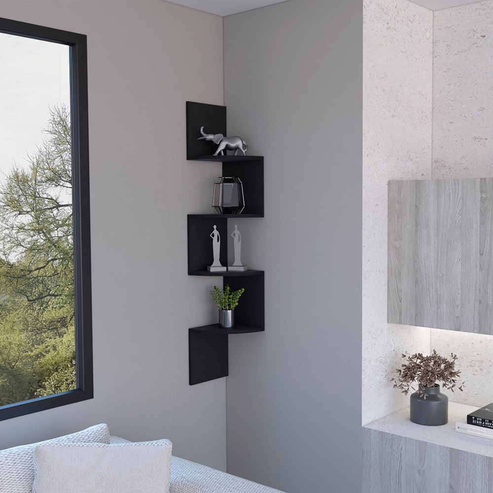 Wooakway Black Storage Shelf 9.8 W x 51.5 H x 9.8 D for Living Room