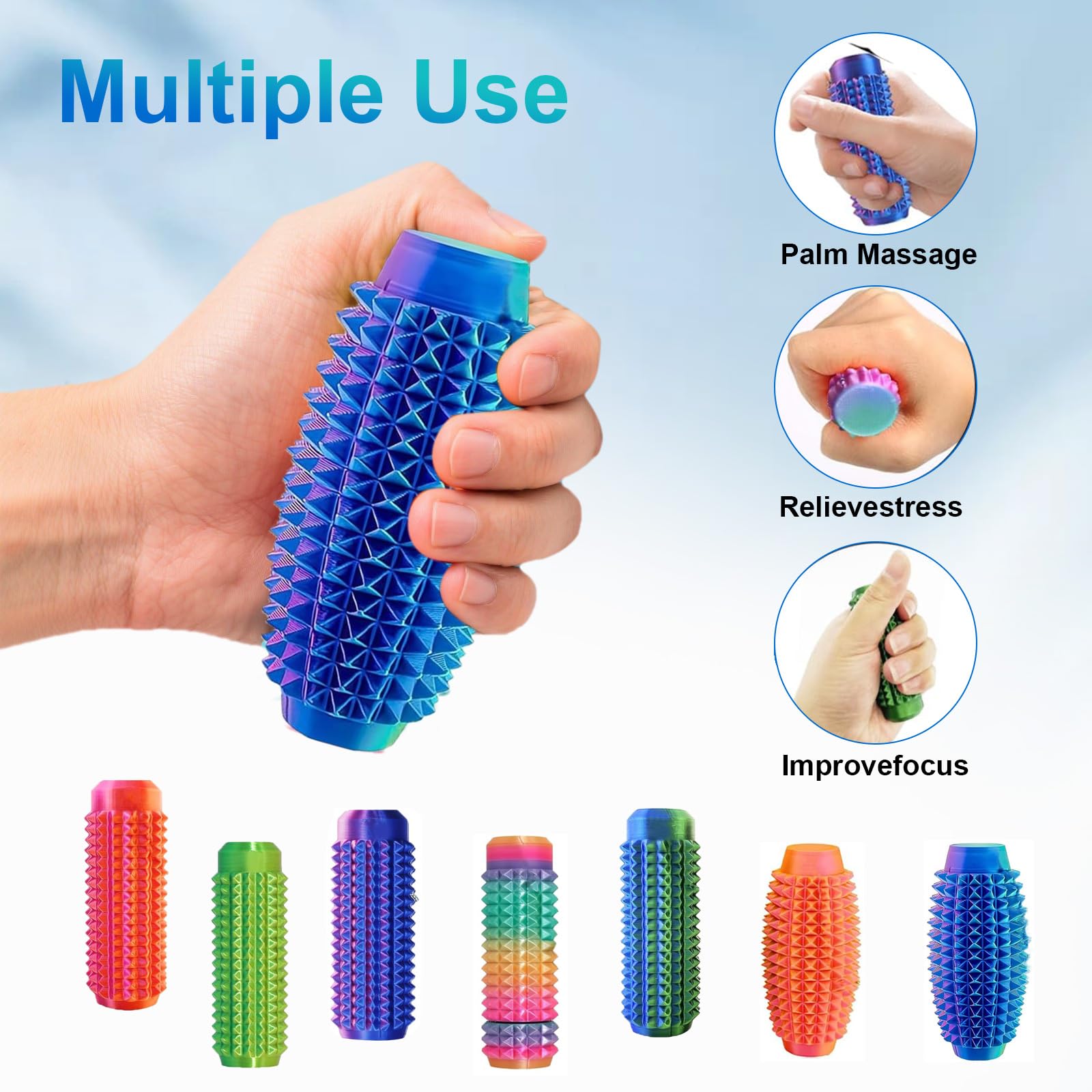 Misopily 3 Pack Little Ouchies Spiky Fidget Keychain Sensory Roller ...