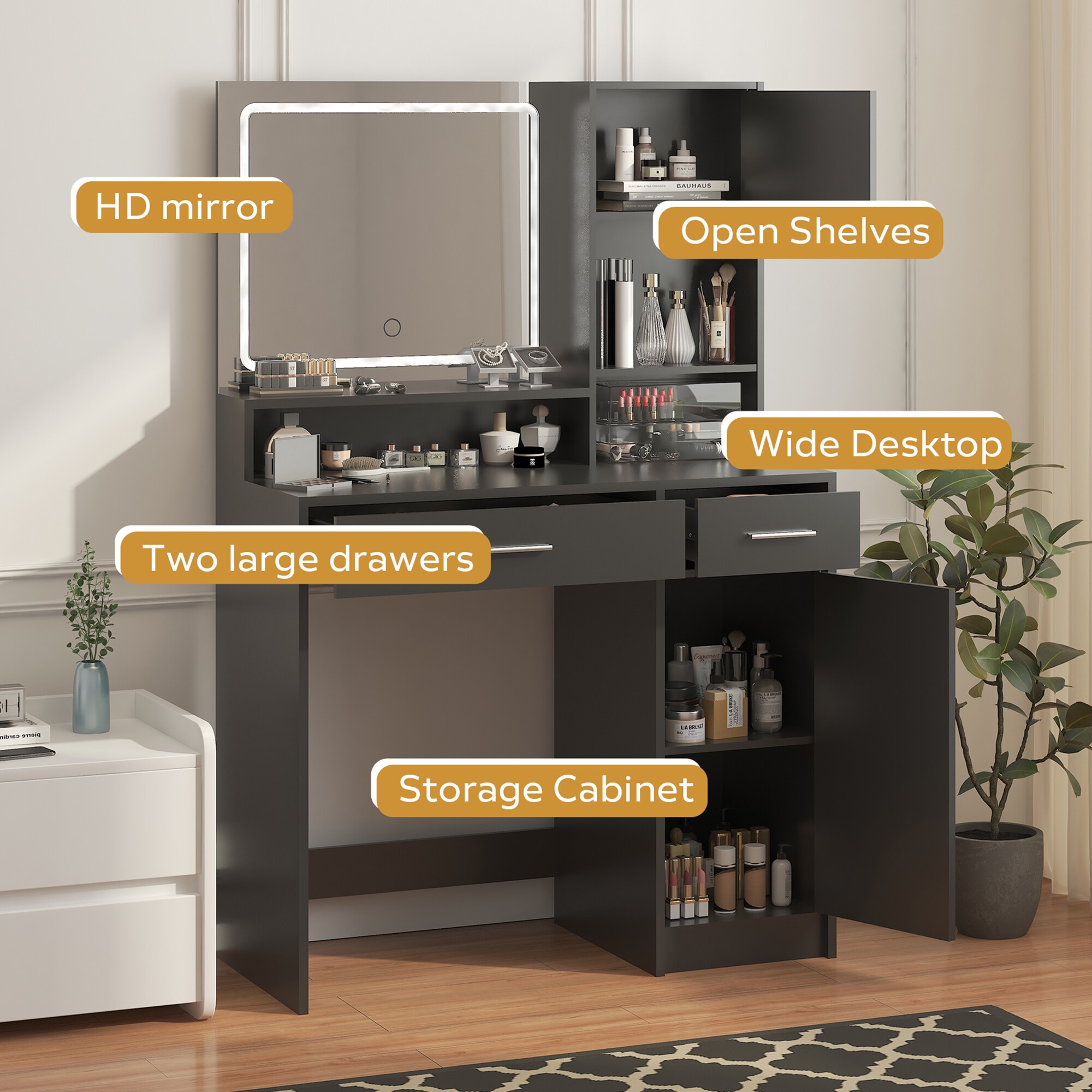 SINOFURN SYD250005WT Bedroom-Vanities - View #2