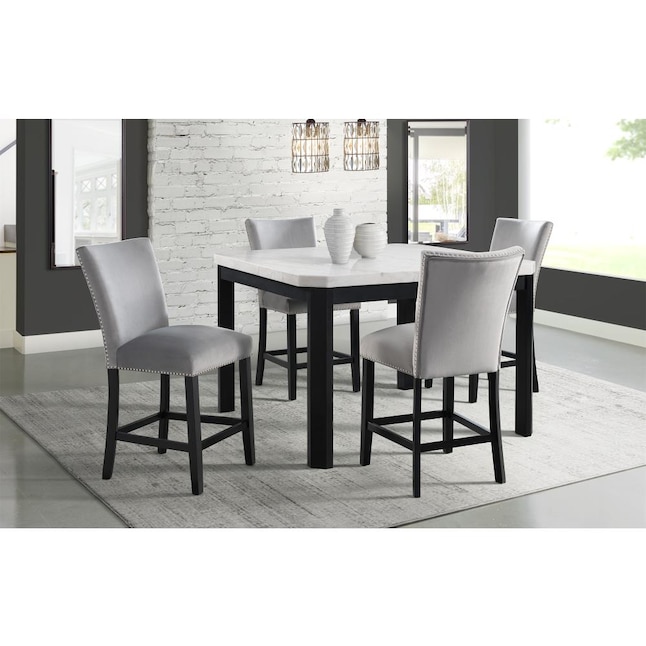 Picket House Furnishings Celine White, Square Marble Dining Table Set For 4