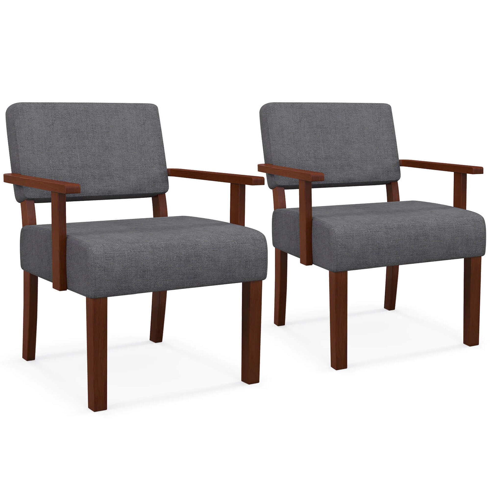 Costway HCST04595 2 Modern Gray Linen Accent Chair