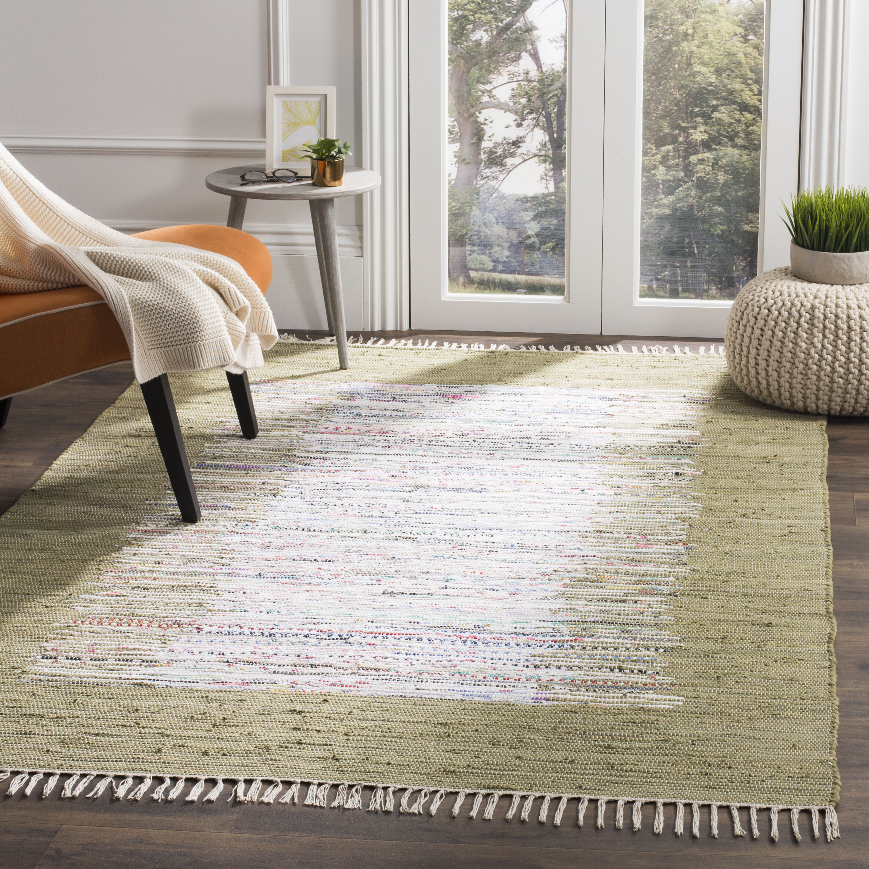 Safavieh MTK711K-9 Montauk Keeling 9 x 12 (ft) Cotton Ivory/Olive Rectangular Indoor Border Coastal Area rug