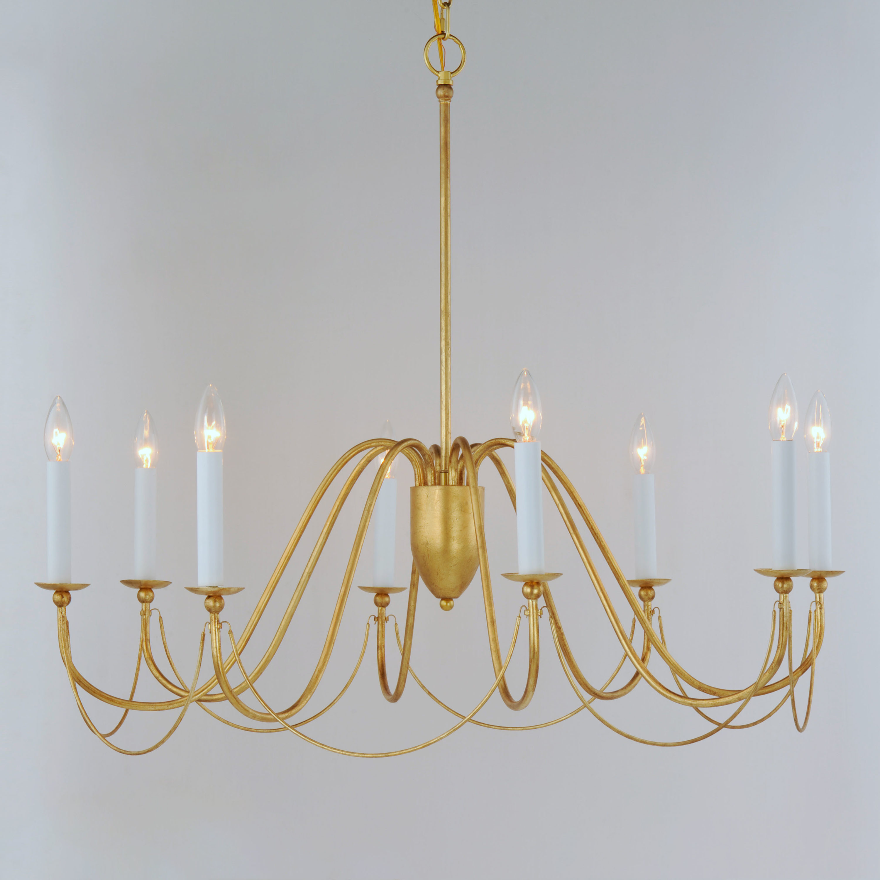 Plumette 36" Gold Leaf 8-Light Candle Chandelier