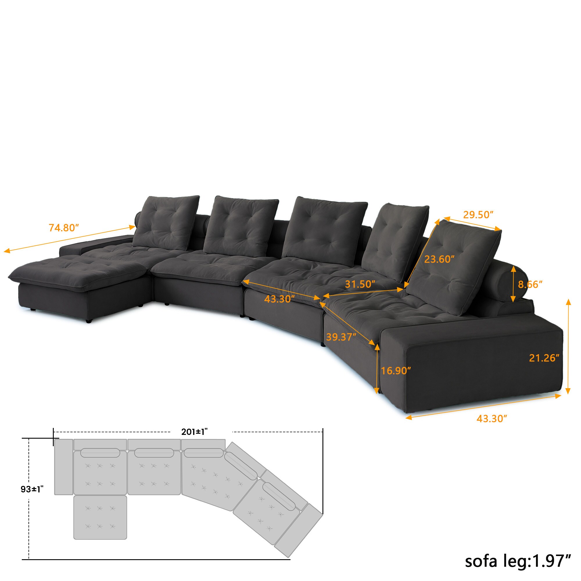 BuotiqHom DH-CF4+1-136GY Sofas-Loveseats - View #6