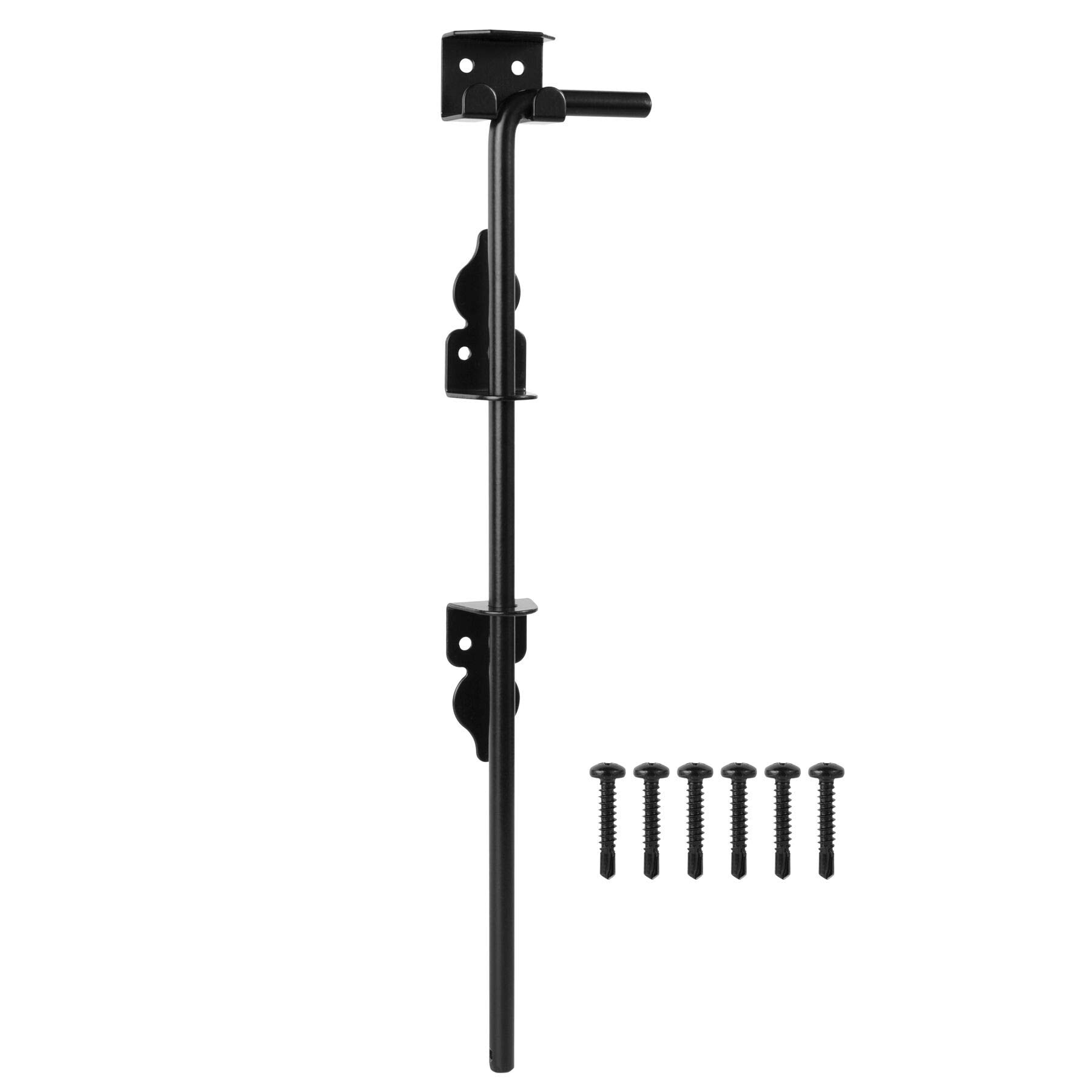 JVFCXXV  18 in Heavy Duty Cane Bolt Gate Drop Rod for Wood Fence Steel Drop Bolts Cane Bolt Hardware for Wooden Gates and Holding Doors Black