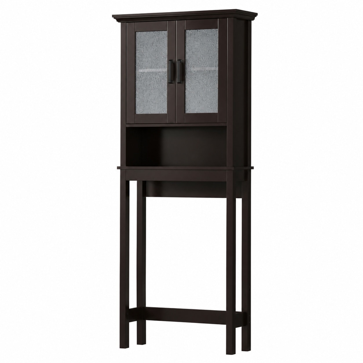 Aoibox  Over Toilet Storage Cabinet with Glass Doors and Adjustable Shelf 8 9 in D x 26 in W x 69 5 in H Wood
