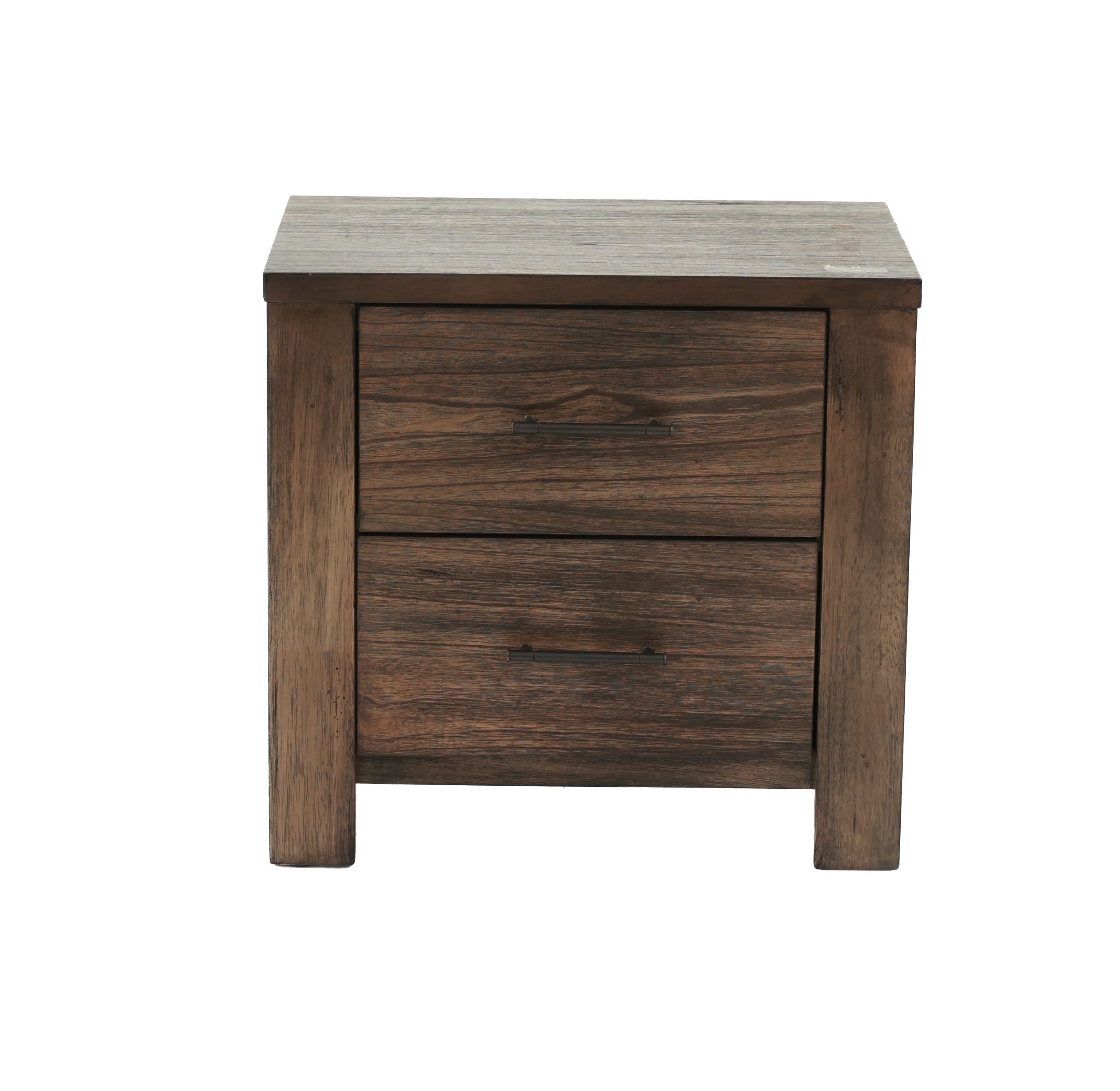 Vynxaria LEXY0882-DJWS-CTG031 Oak Finish Nightstand with Dual Drawers and Contemporary Charm