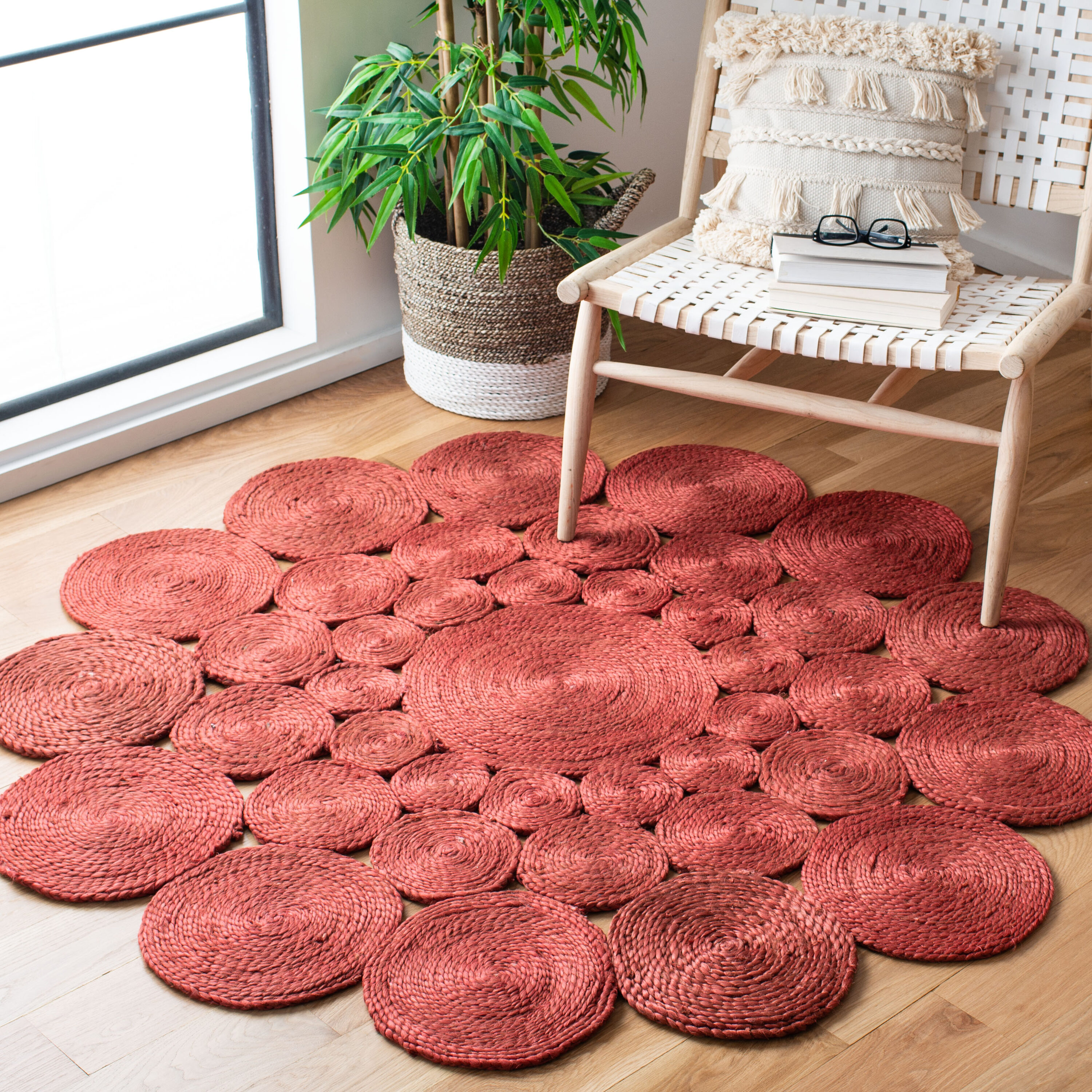  Natural Fiber 363 Rust Bohemian 6ft x 6ft Round Rug