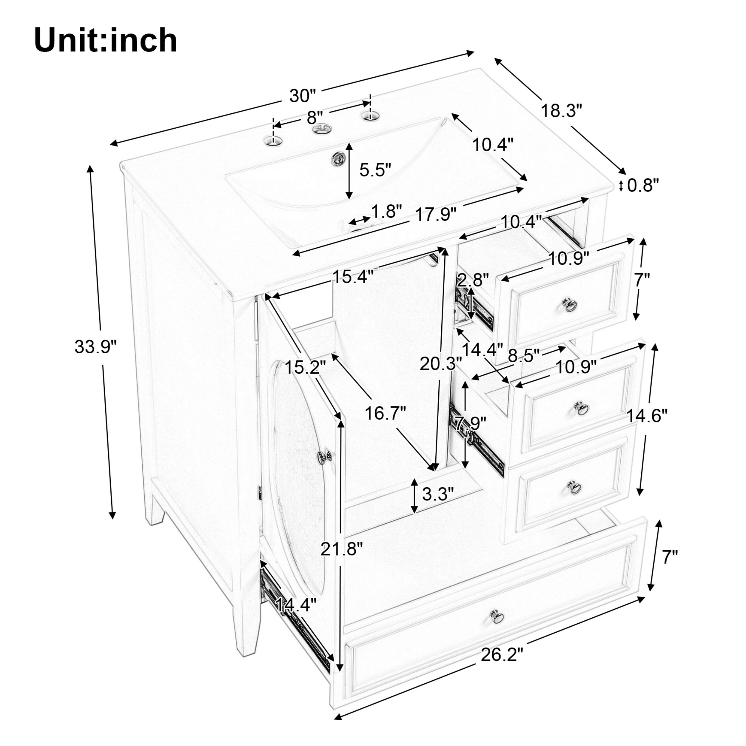 WELLFOR GIZQCS35P03 Bath-Vanity-Combo - View #6