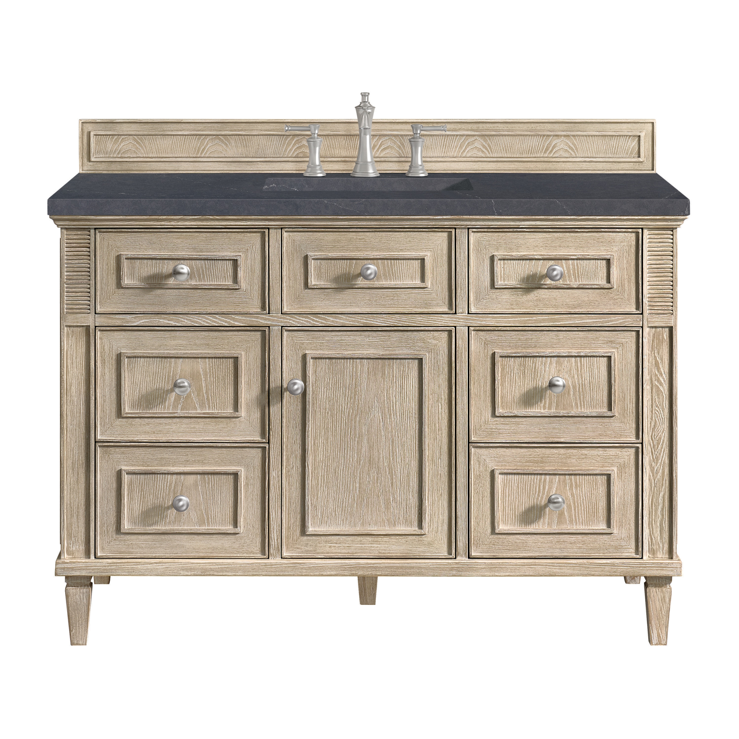 James Martin Vanities 424-V48-WWO-3CSP Lorelai 48-in Whitewashed Oak Undermount Single Sink Bathroom Vanity with Charcoal Soapstone Quartz Top