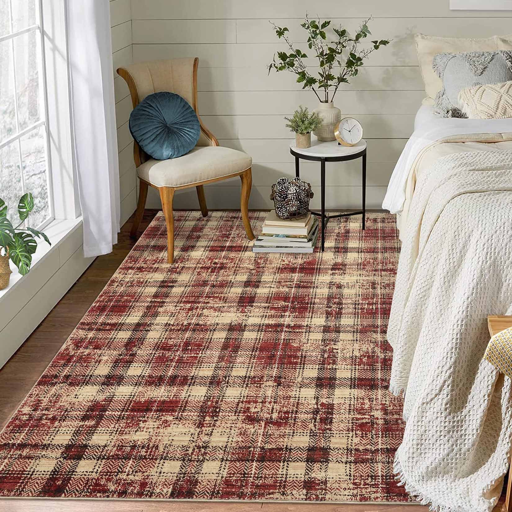 Garvee YXY-LO-PHO-13CGK2X2 4 x 6 (ft) Loomed Polyester Red Rectangular Indoor Geometric Mid-Century Modern Machine washable Area rug