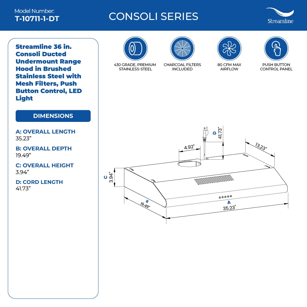 Streamline T-10711-1-DT Undercabinet-Range-Hoods - View #9