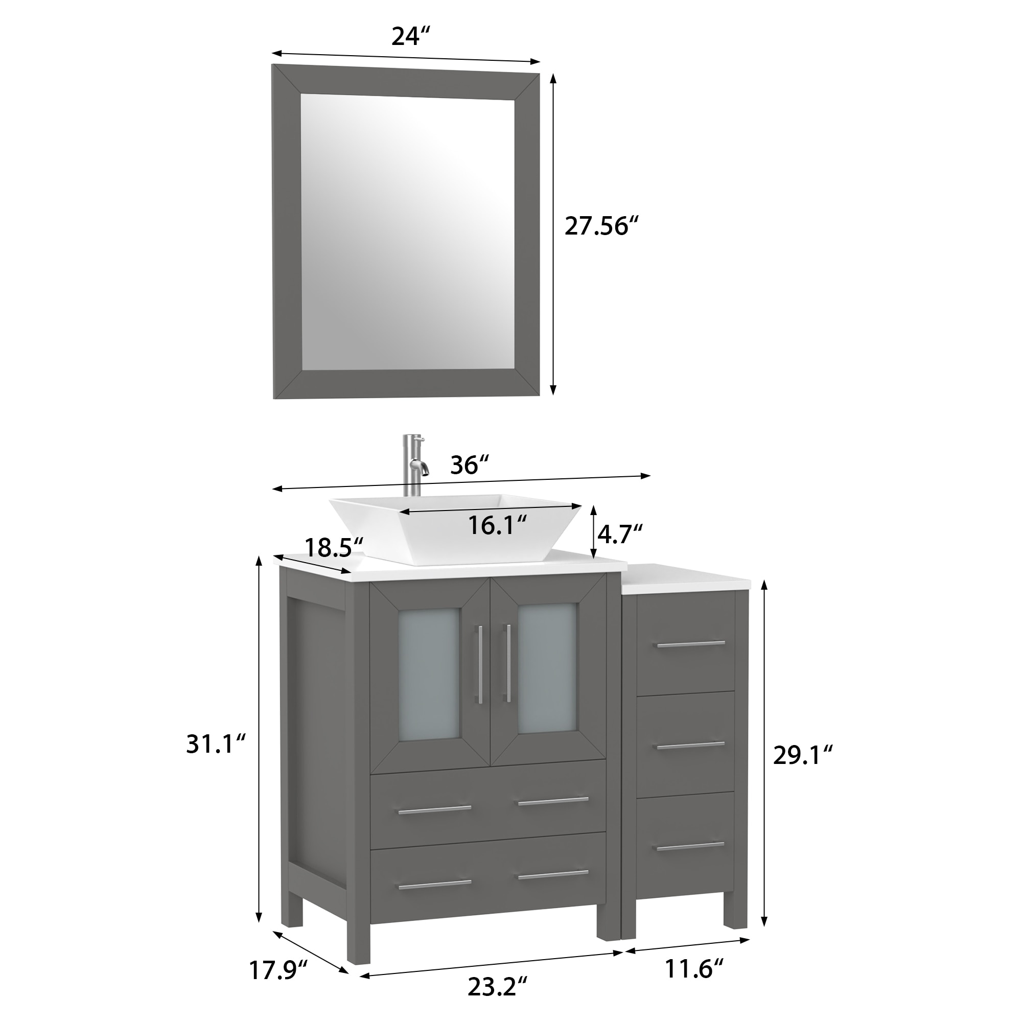 Vanity Art VA3124-36G Bath-Vanity-Combo - View #12