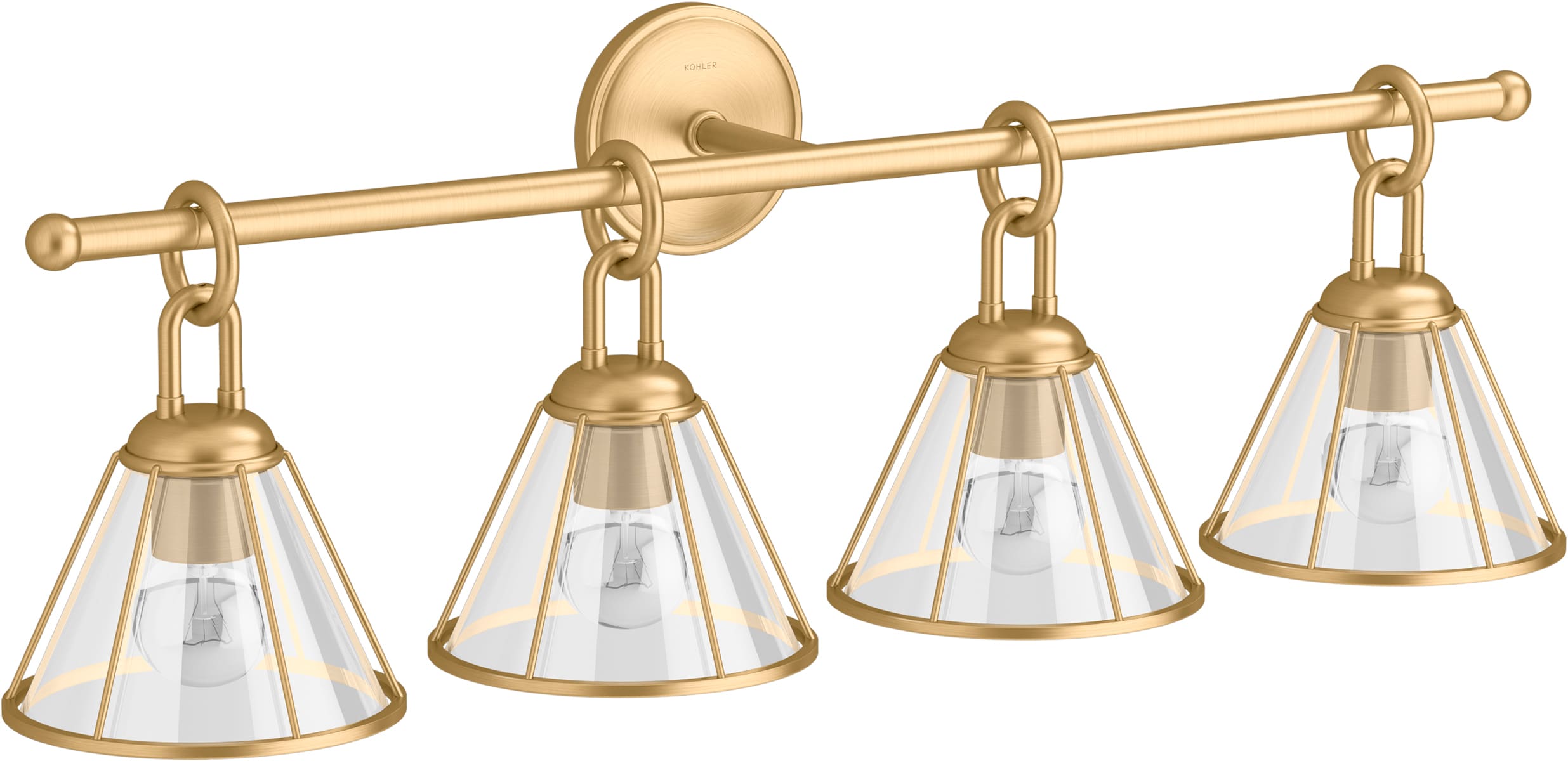 Terret 32.5" Brushed Moderne Brass Four-Light Sconce