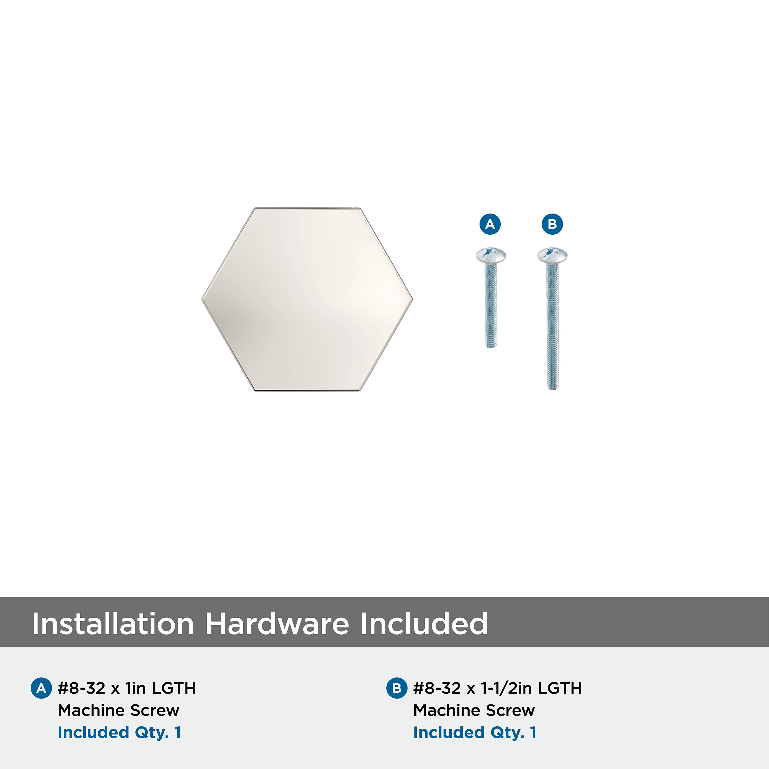 Polished Nickel Geometric Cabinet Knob, 1-1/4 inch