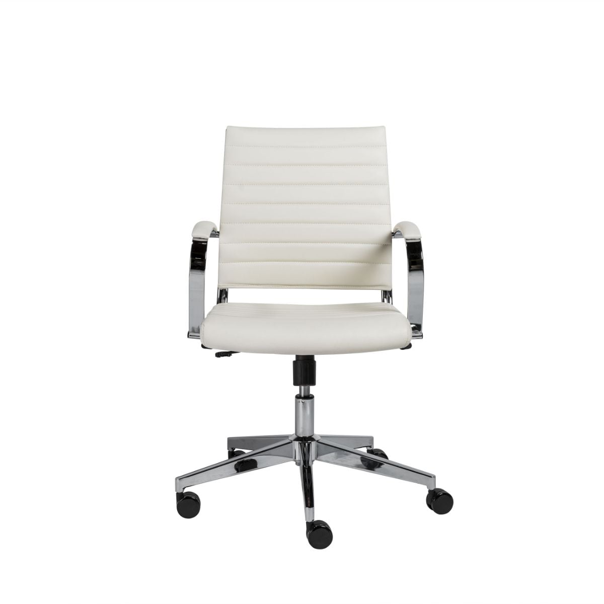 HomeRoots 370503 Amelia White Contemporary Adjustable Height Swivel Faux Leather Desk Chair