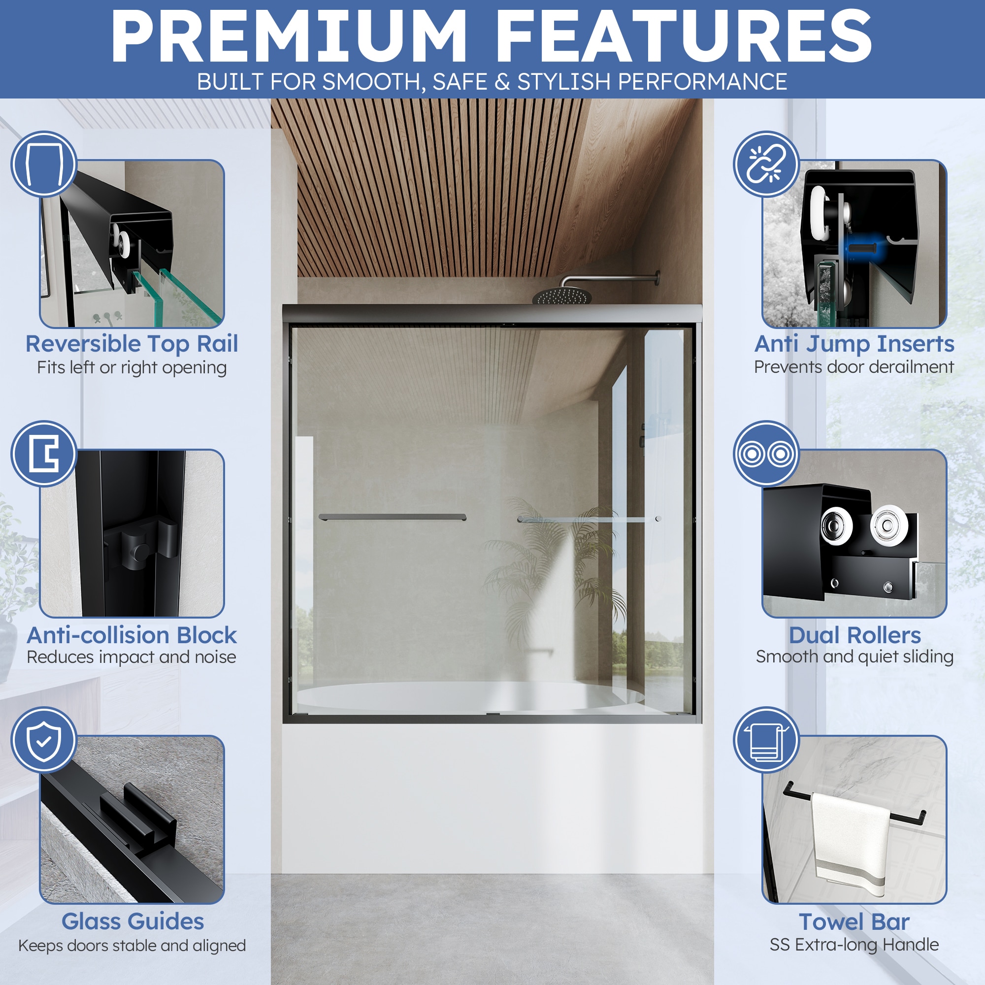 WELLFOR DTG-BAS110MB Shower-Doors - Thumbnail View #5