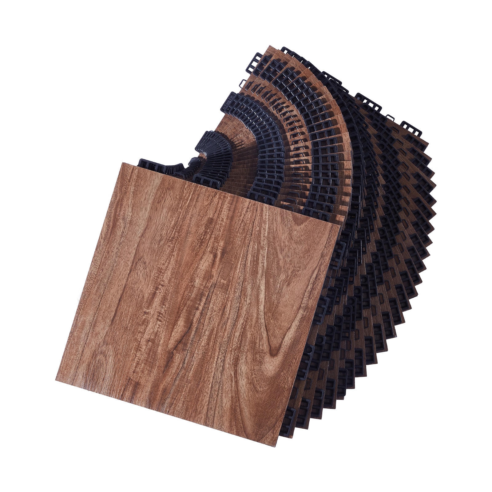 Mecale 52-Pack Interlocking Dance Floor Tiles 12.4 x 12.4-in PP and PVC 52-sq ft Oak Wood Grain Brown #YAS-CRUOOY