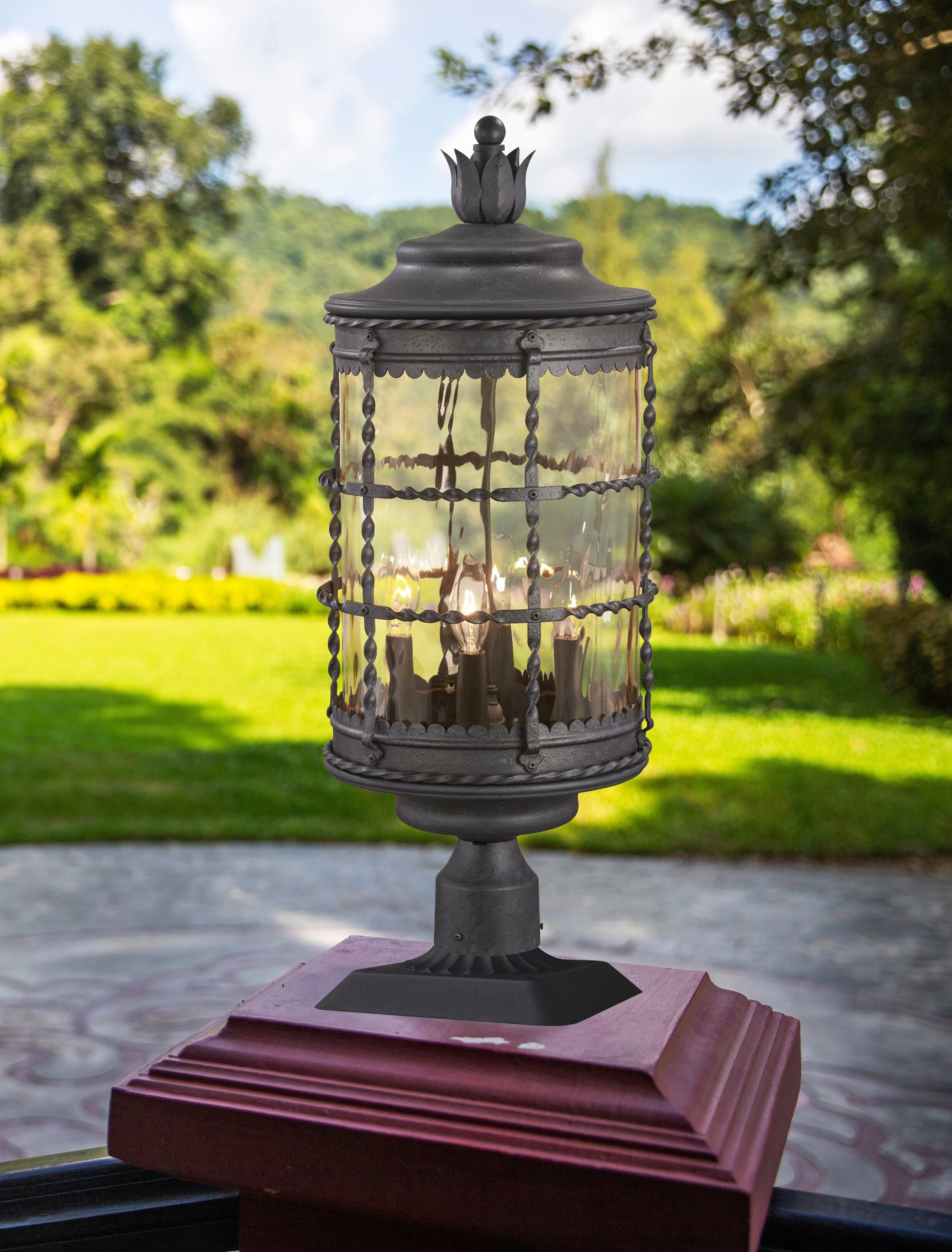Minka Lavery 8886-A39 Mallorca 26-in Spanish Iron Traditional Outdoor Light Post Lantern