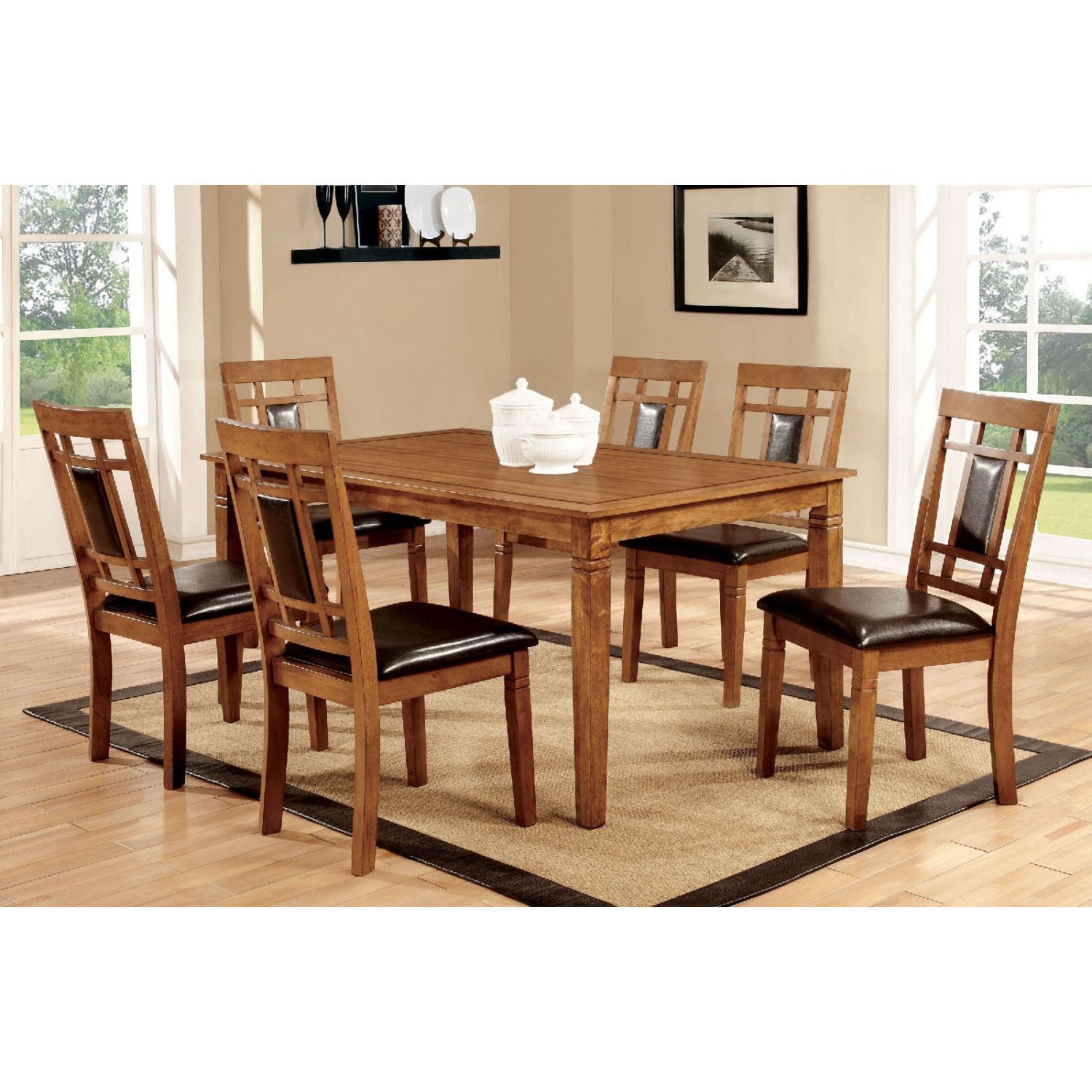 JASMODER B01156445 Light Oak Contemporary/Modern Dining Room Set with Rectangular Table (Seats 6)
