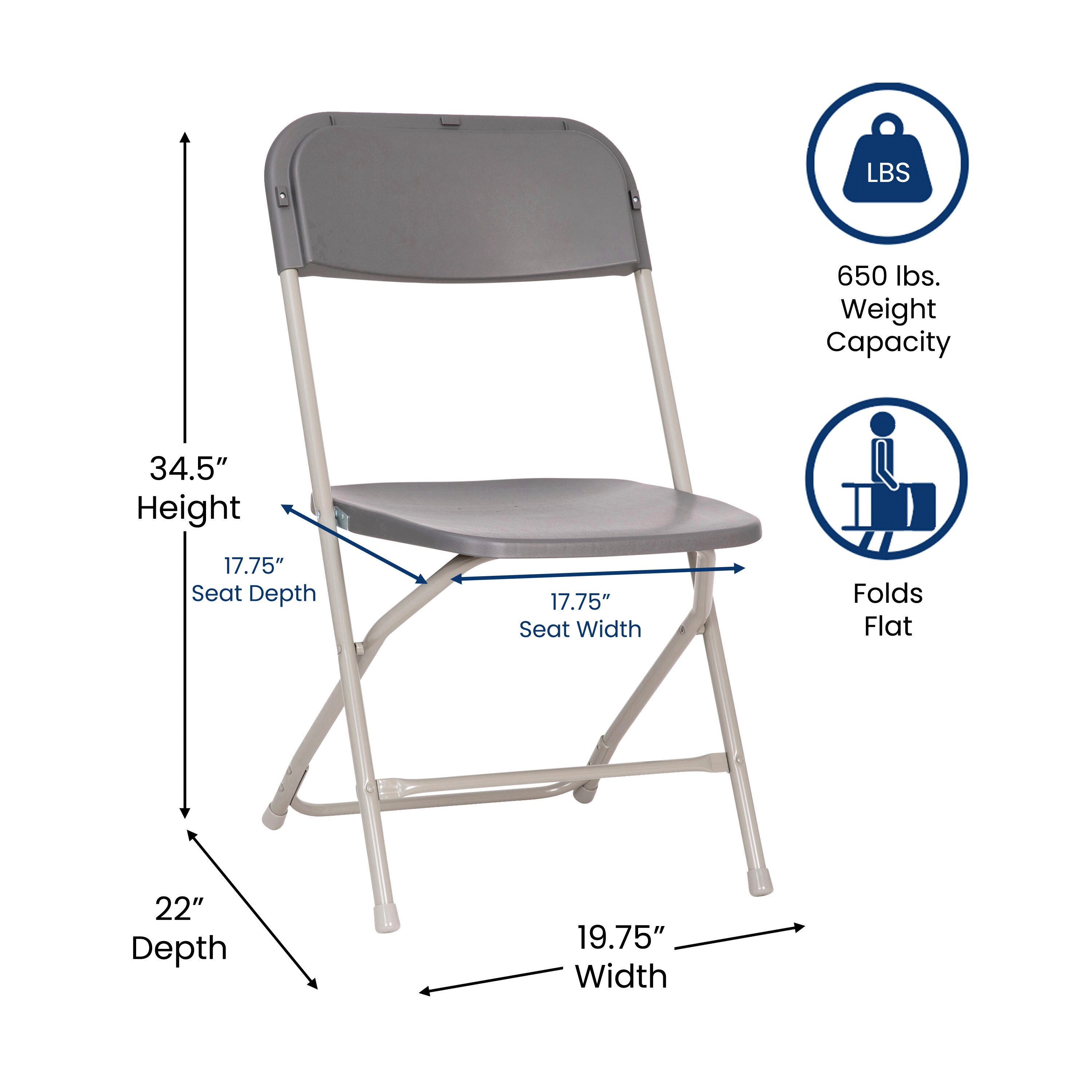 Extra Wide Gray Metal & Plastic Armless Reception Chair