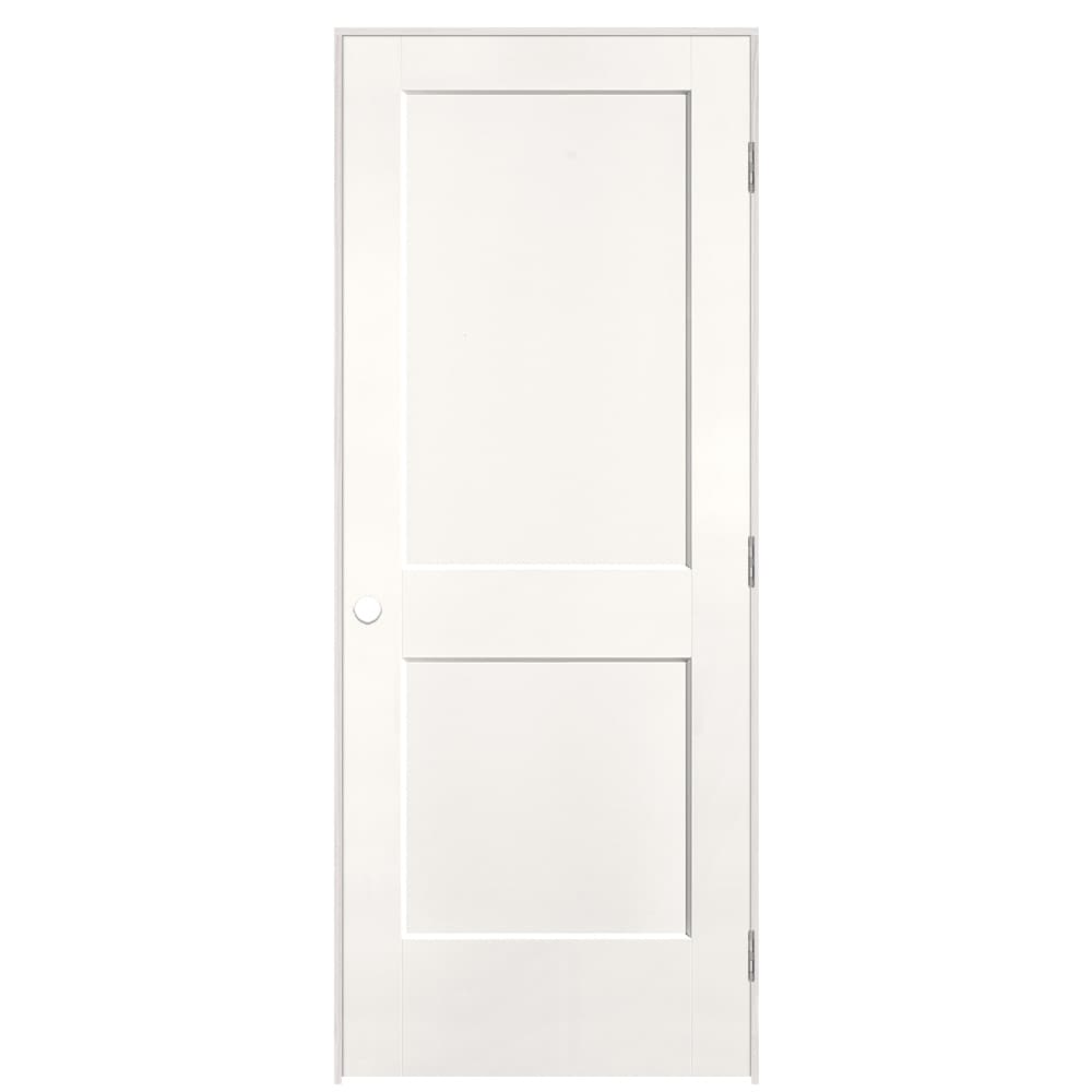 Masonite 895940 32-in x 80-in Snow Storm Solid core 2-panel square Left hand Smooth Prefinished Molded composite Flat Jamb Single Prehung Interior Door