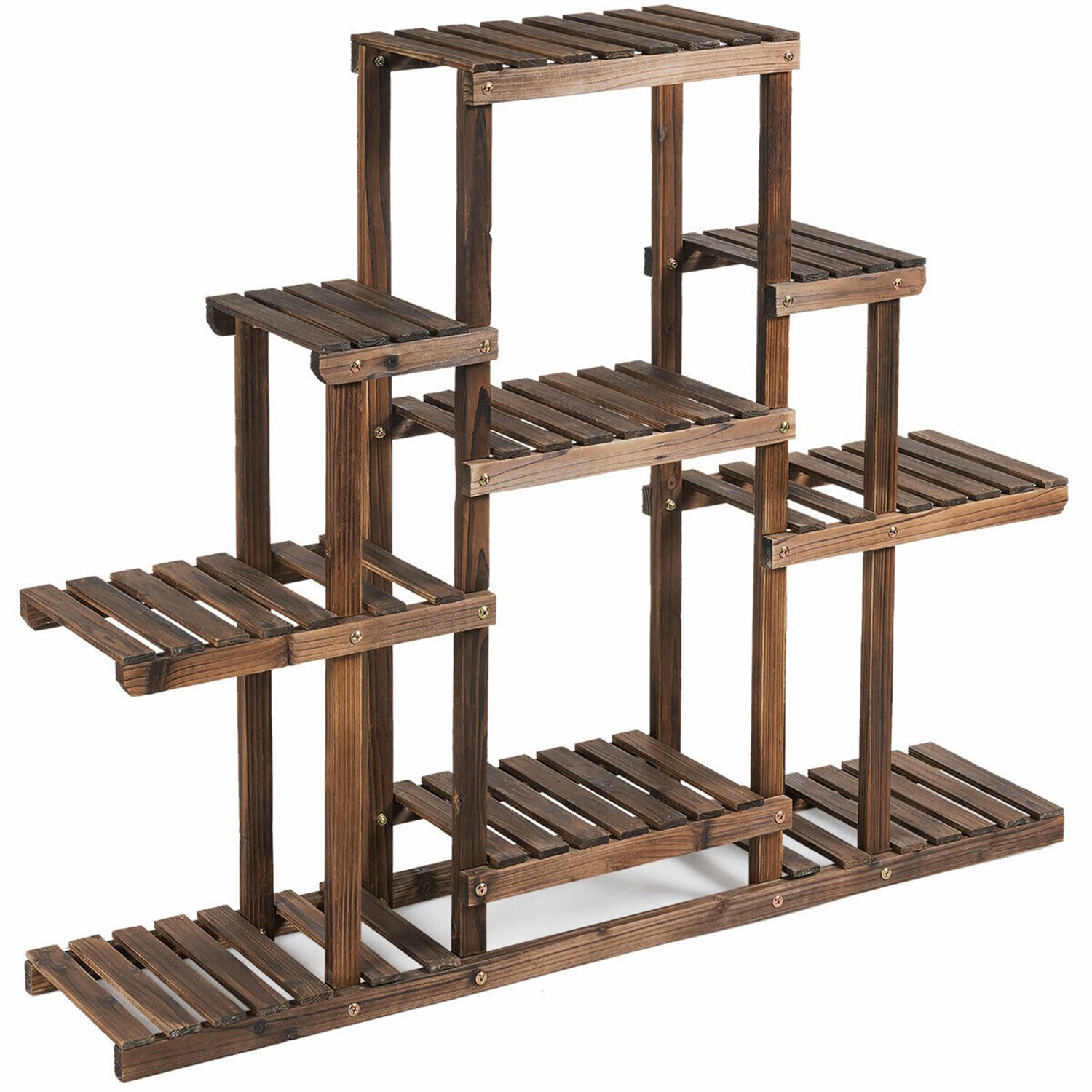 38-in H x 47.5-in W Brown Indoor/Outdoor Novelty Wood Plant Stand | - WELLFOR GT-HPY-3574