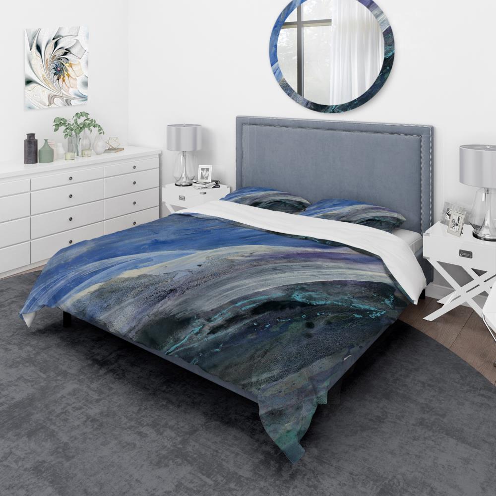 Designart BED31040-Q 3 -Piece Blue Queen Duvet cover Set