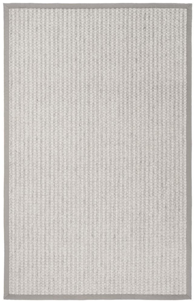 Ivory and Silver Hand-Knotted Wool Area Rug, 5' x 8'