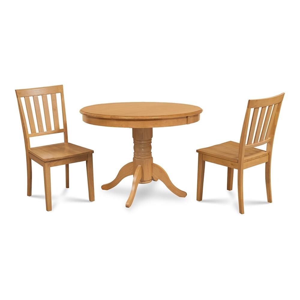 M&D Furniture Brookline Oak Mission/Shaker Dining Room Set with Round ...