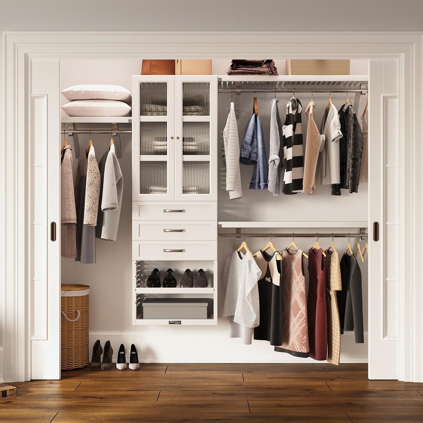 John Louis Home JLH-320SH-W-GD 4-Feet to 10-Feet W x 7-Feet H White Ventilated Shelving Wood Closet System