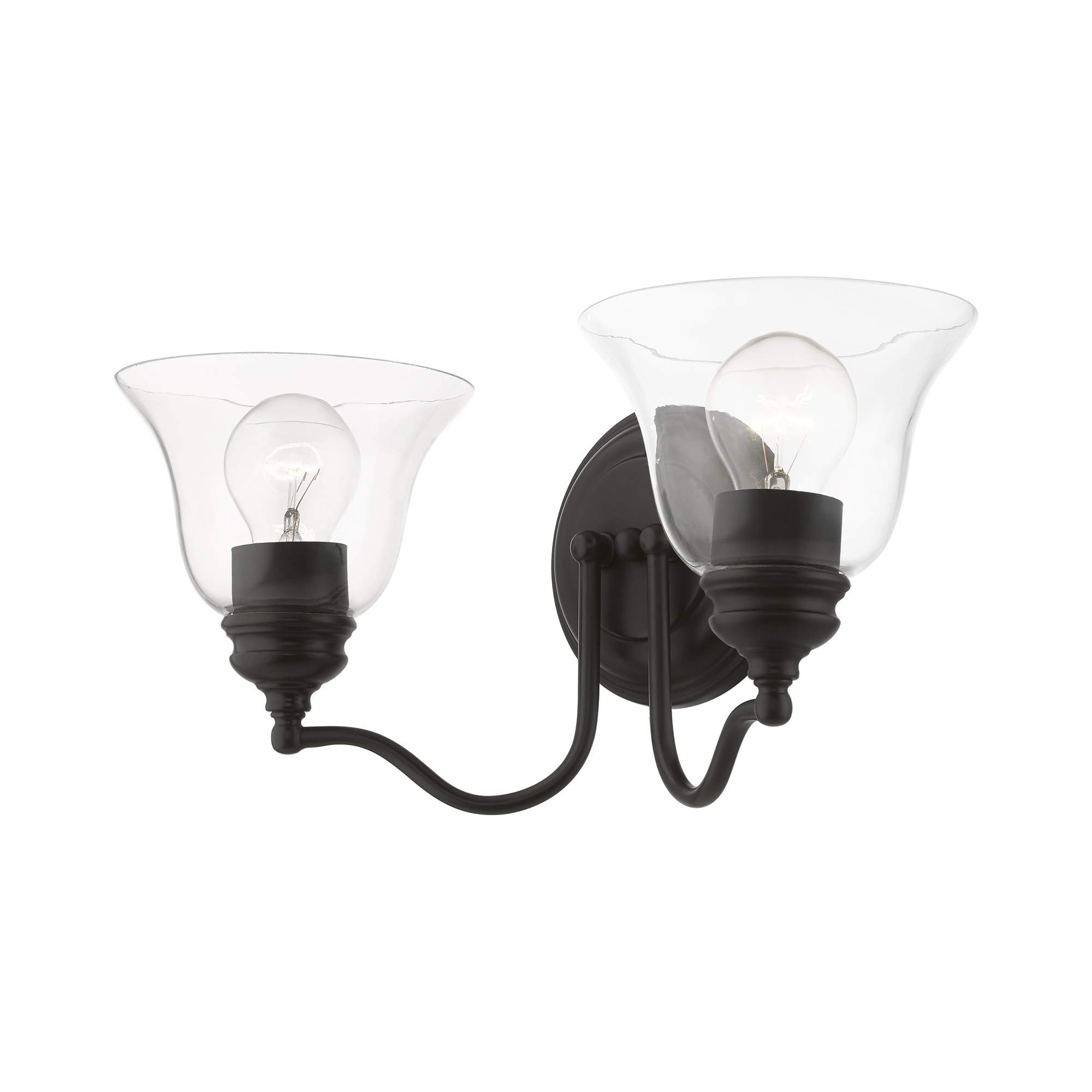 Black Hand Blown Glass 2-Light Vanity Sconce