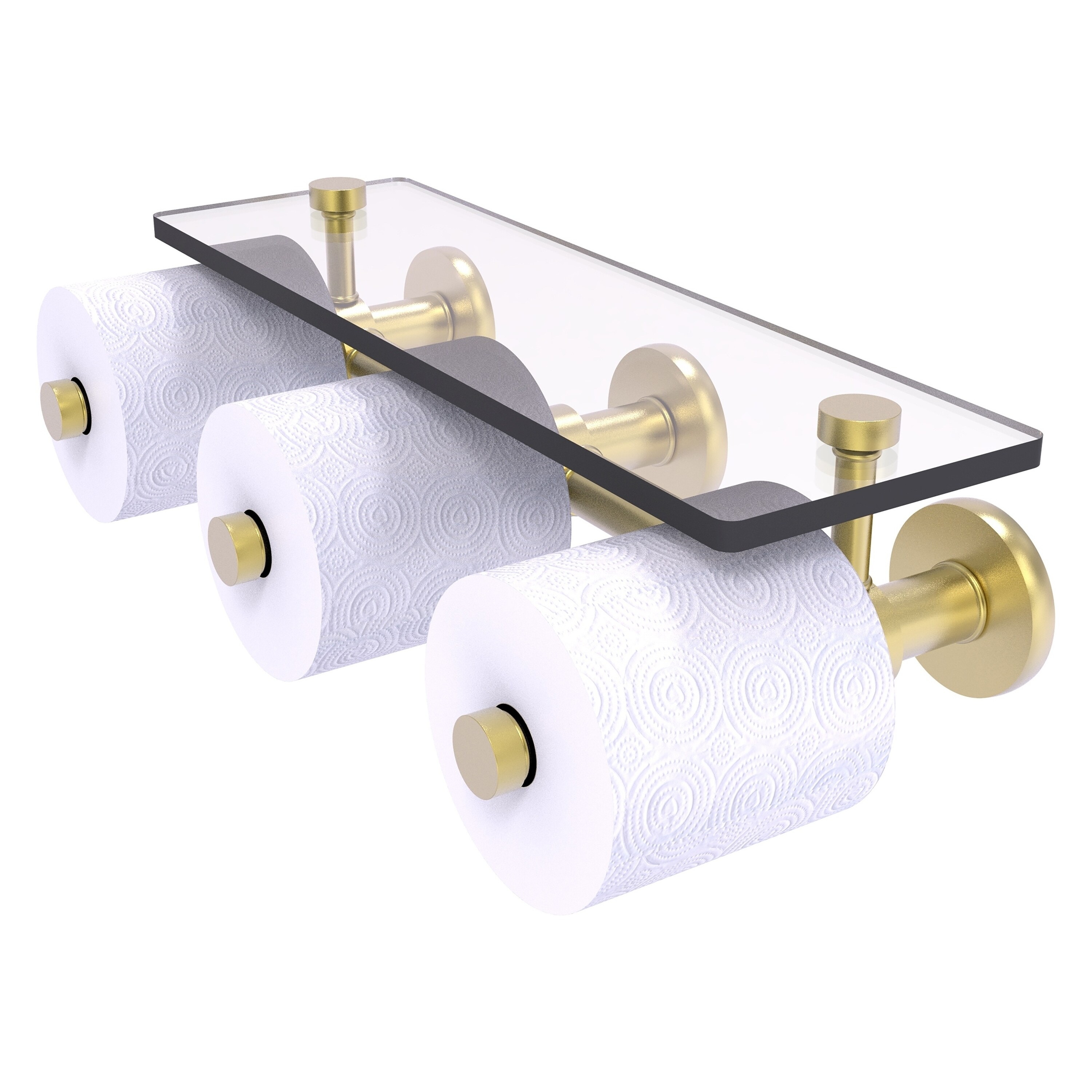 Allied Brass P1000-35-3S-SBR Prestige Skyline Satin Brass Wall mount Double post Toilet Paper Holder 3 -Rolls