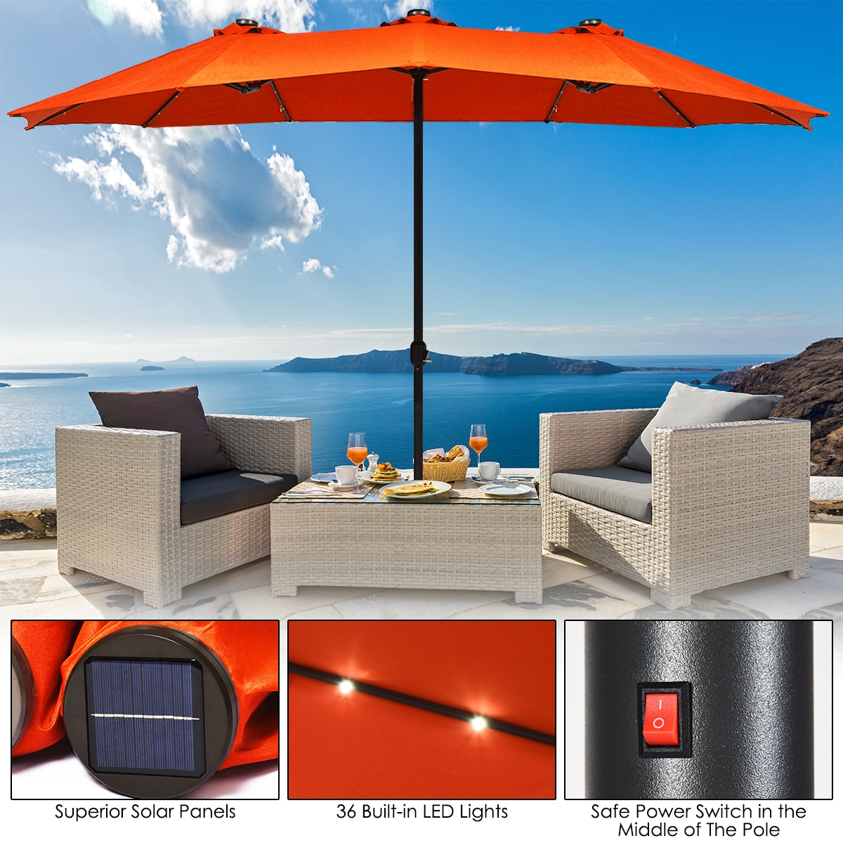 Costway OP70084OR Umbrellas-2 - View #8