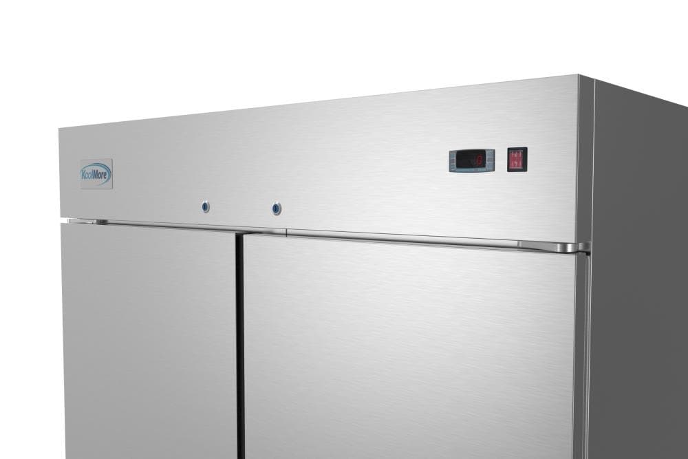 Koolmore 48 Stainless Steel 2 Door Worktop Commercial Freezer with 3 1/2 Backsplash - 12 cu.ft, FWT-2D-12C
