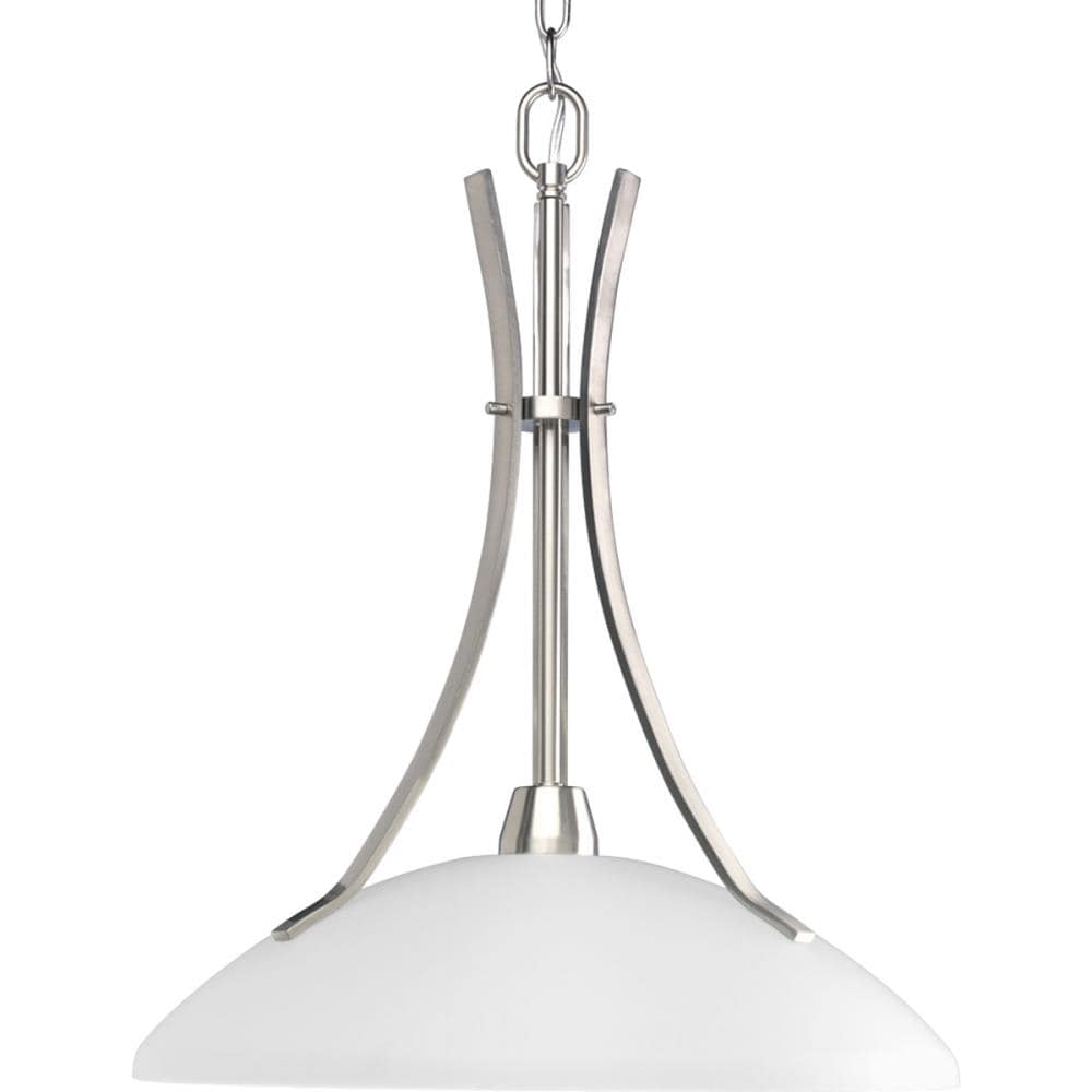 Progress Lighting P5112-09 Wisten Brushed Nickel Transitional Etched glass Cylinder Medium Hanging Pendant light