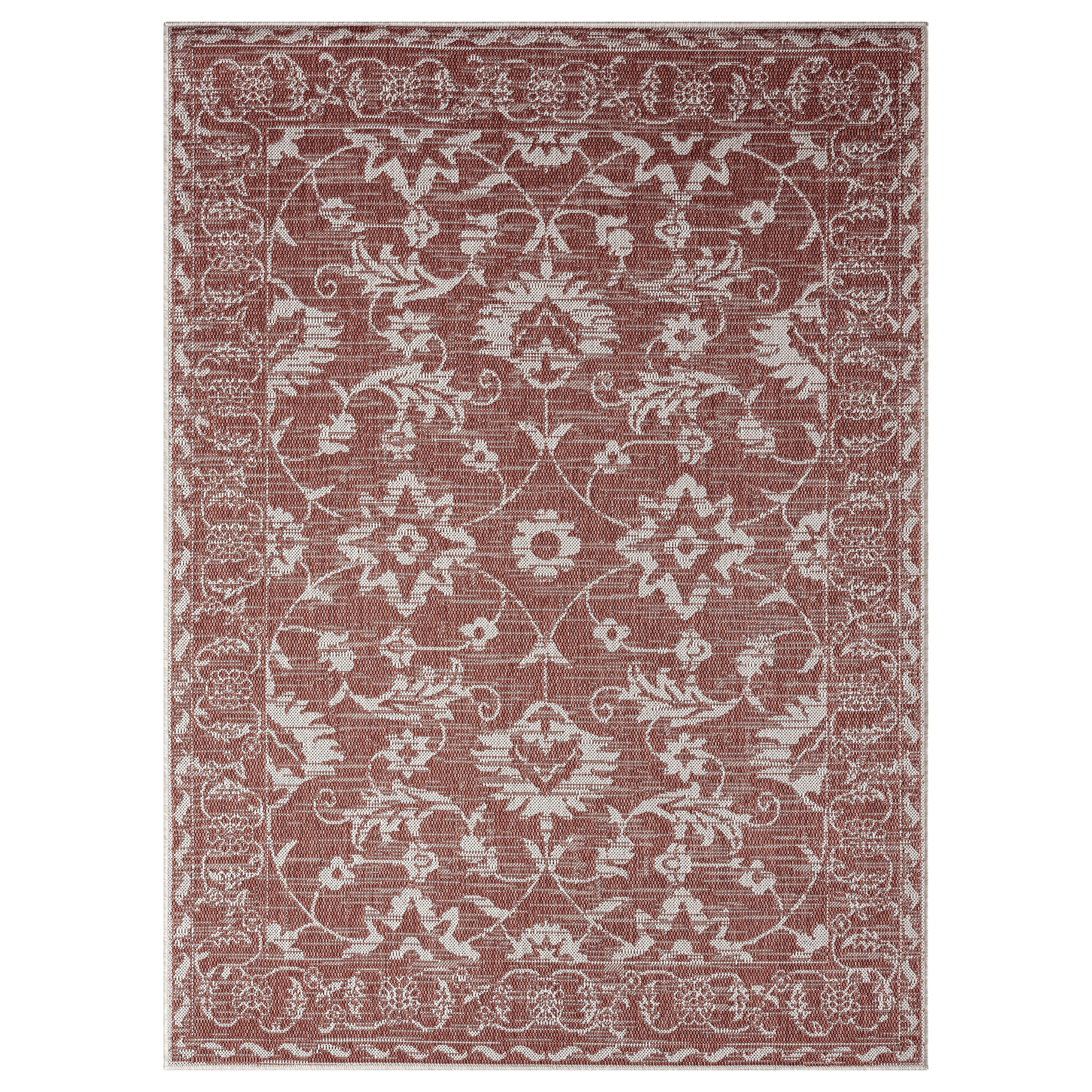 Nicole Miller 1-2770-209 8 x 10 (ft) Loomed Polypropylene Terracotta Rectangular Indoor/Outdoor Floral/Botanical Area rug
