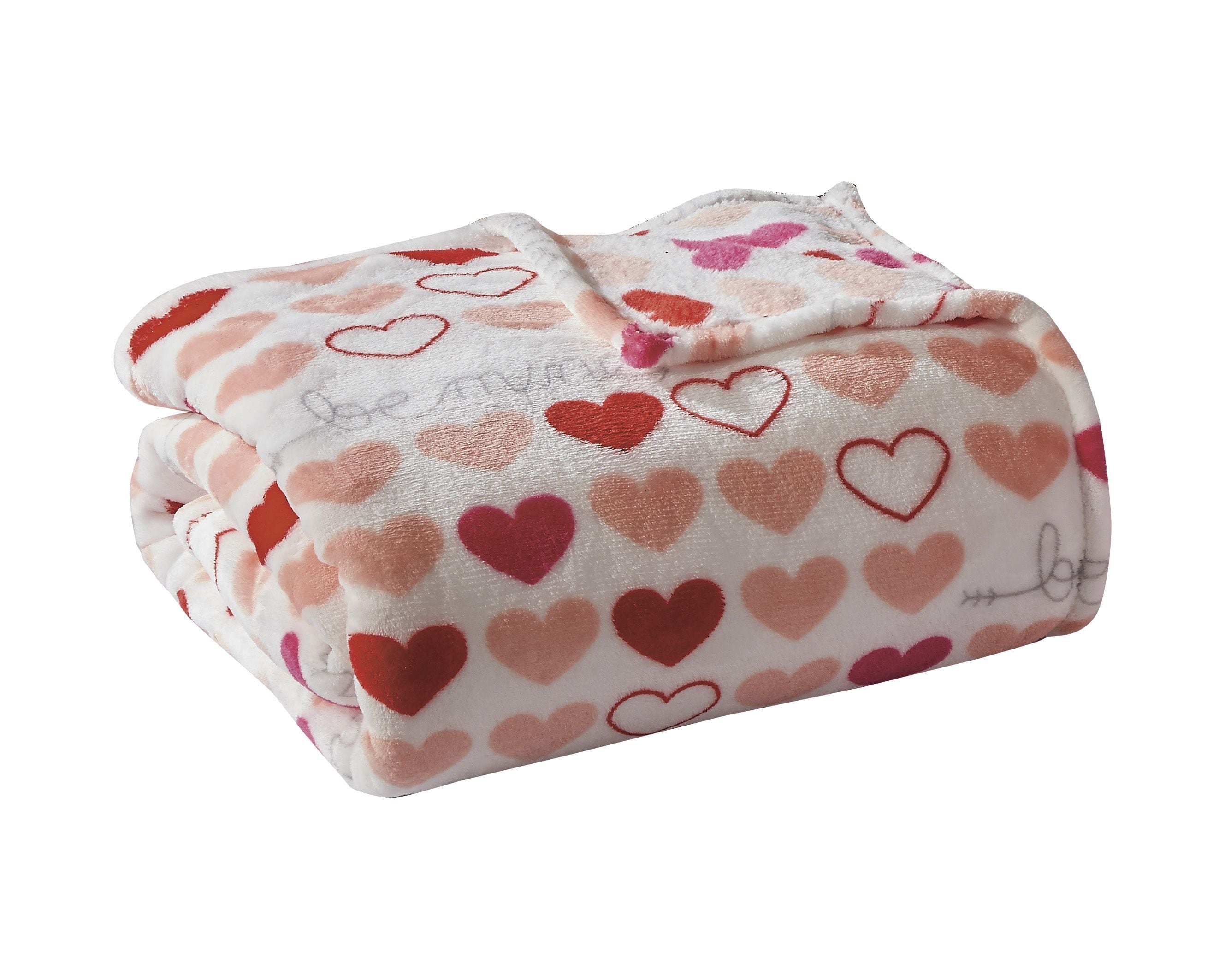 KATE AURORA Valentine's Day inBe Mine in Hearts Ultra Soft and Plush Accent Throw Blanket 50 In W X 60 In L