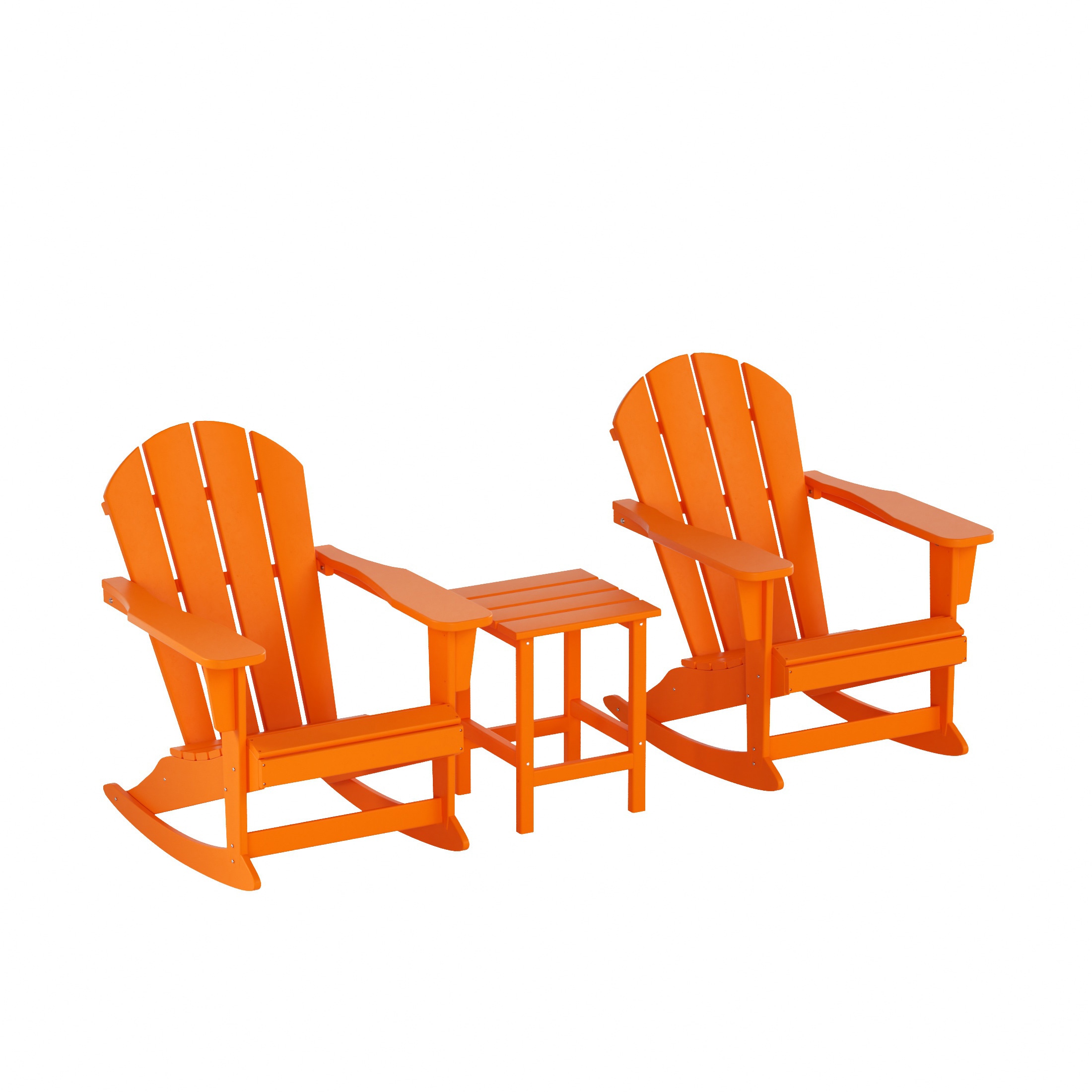 Westin Furniture 2001-RC-OR3 Laguna Set of 2 Orange HDPE Frame Rocking Chair with Slat Seat