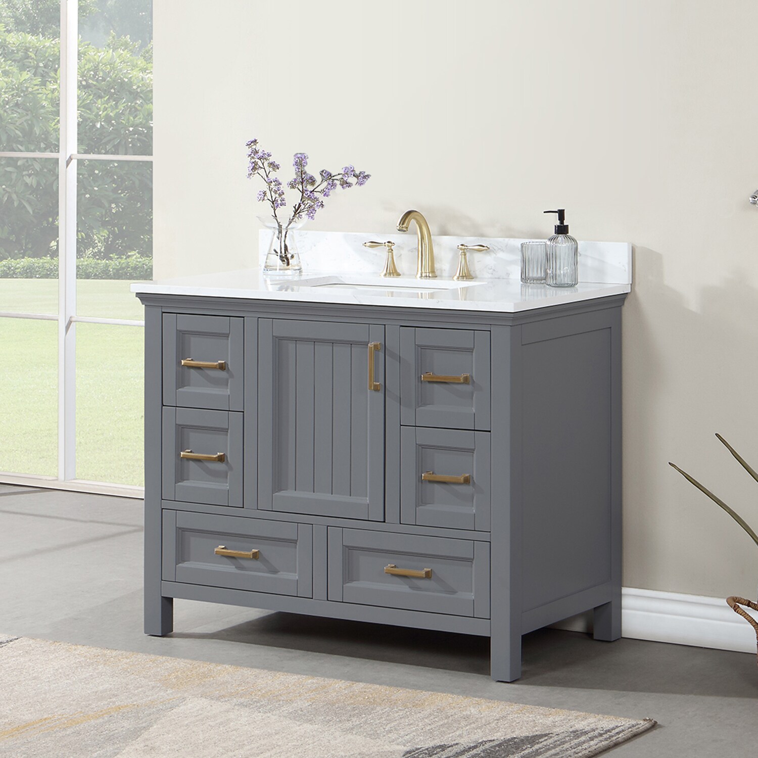 Altair Isla 42-in Gray Undermount Single Sink Bathroom Vanity with ...