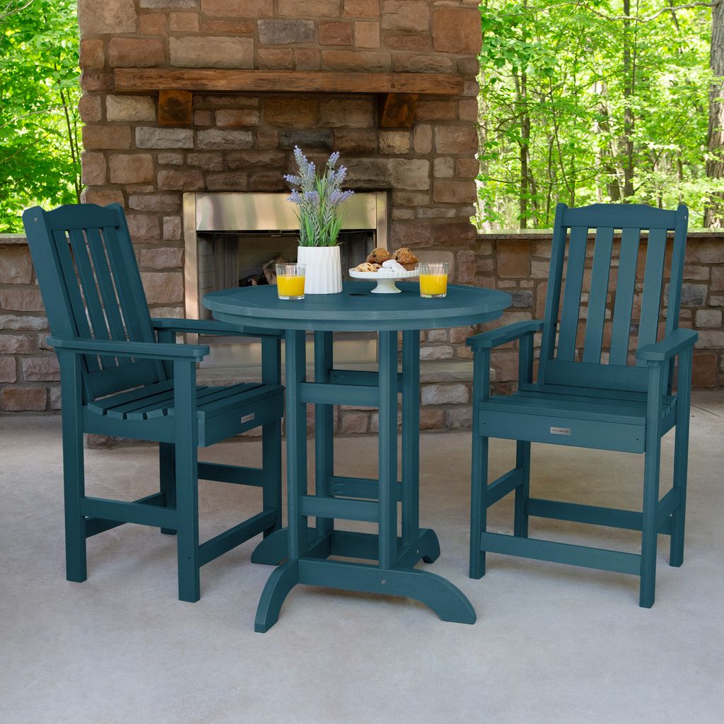 highwood AD-CNL36-NBE The Lehigh 3-Piece Blue Patio Dining Set with 2 Stationary Chairs