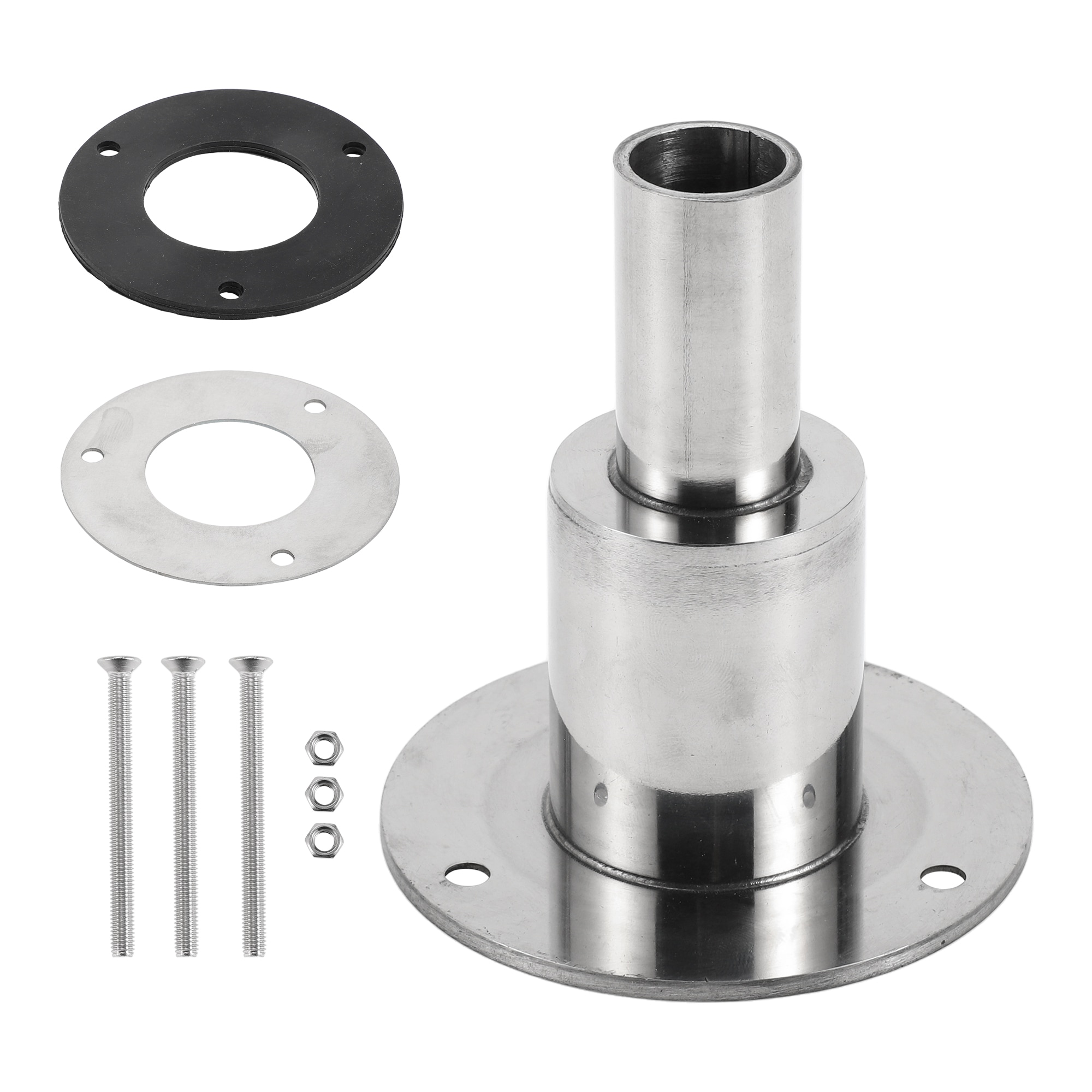 Unique Bargains Thru Hull Exhaust Skin Fitting Straight Outlet Exhaust Tube Pipe Socket Hardware Kit Exhaust Fitting Gasket Screw 1 Set 0.87 Inch OD Stainless Steel