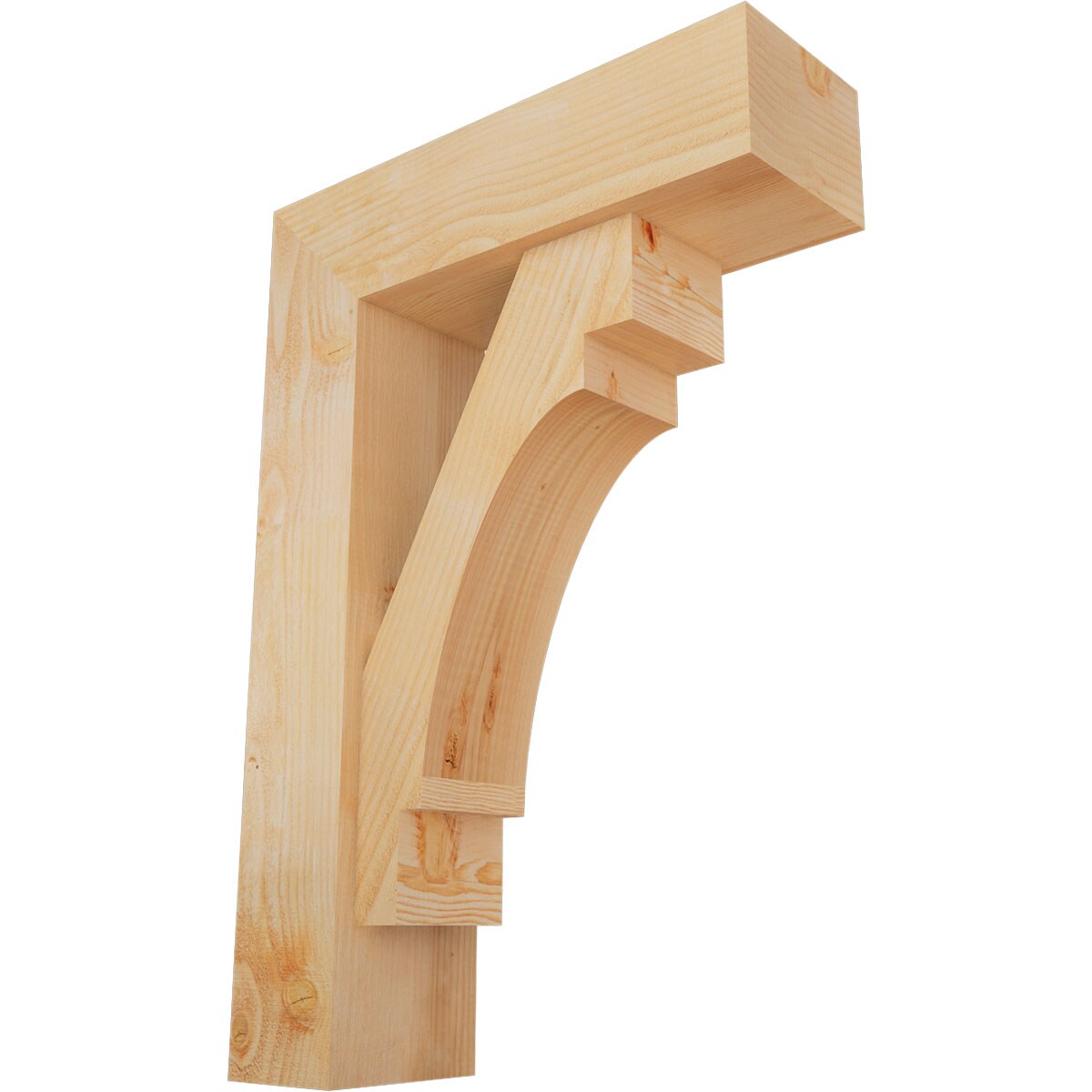Ekena Millwork 1463281 Merced Block Rough Sawn Bracket with Offset Brace 8-in x 26-in x 38-in Douglas fir Brown Wood Standard bracket