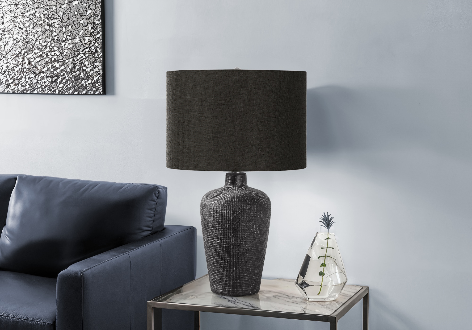 JUSHUA - Lighting Table Lamp 24 Inch Height Black Ceramic Black Shade Contemporary