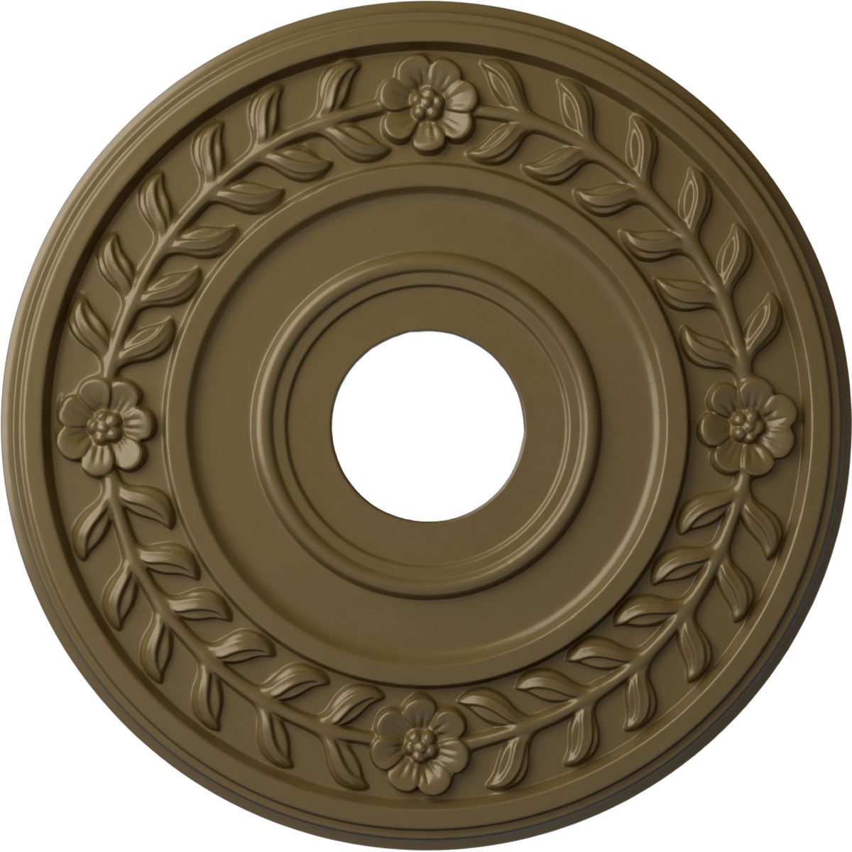 Ekena Millwork CM16WRMMF Wreath 16.25-in W x 16.25-in L Painted Mississippi Mud Polyurethane Whole Ceiling Medallion